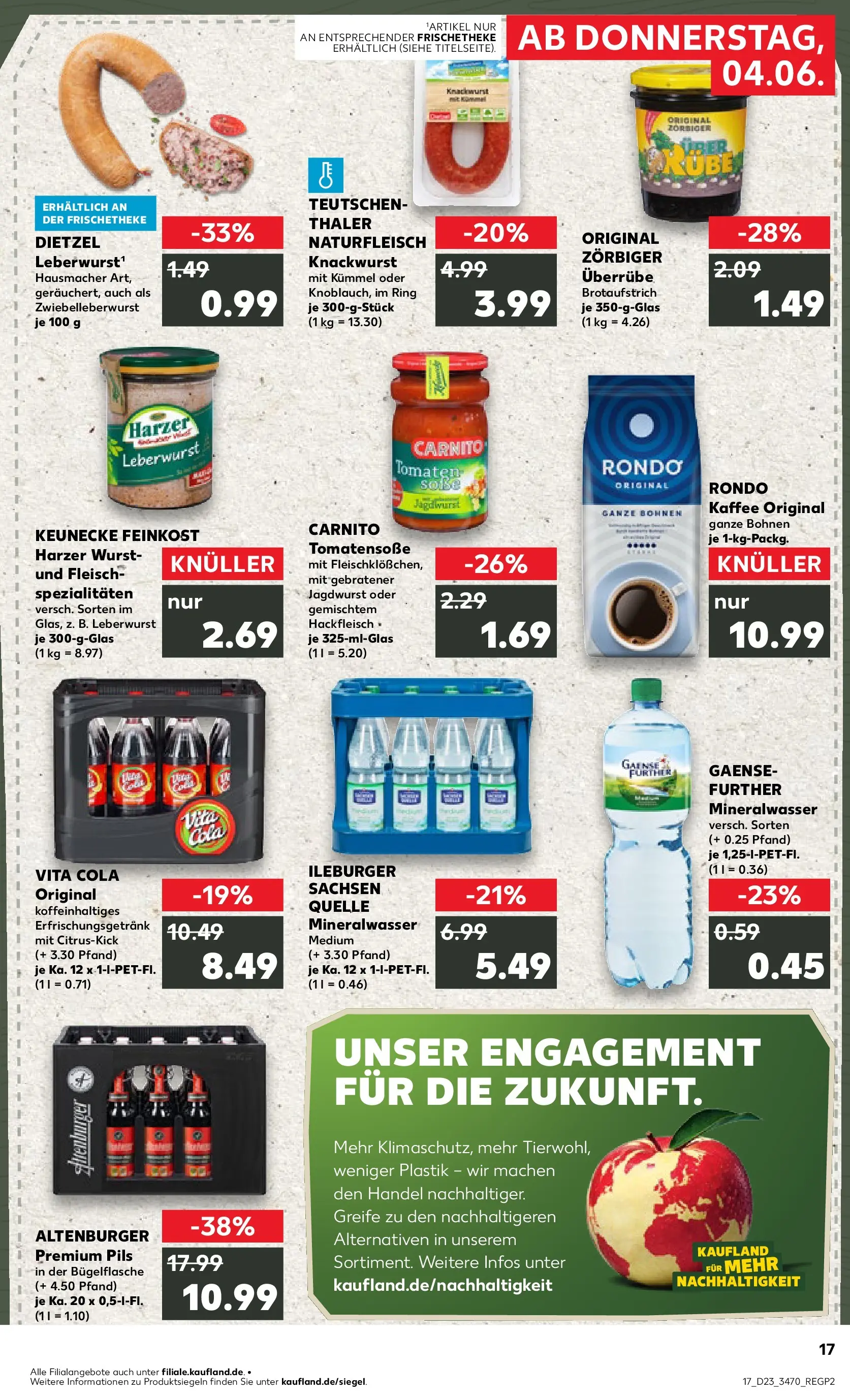 Prospekt Kaufland ab 04.06.2026 » Angebote Online zum Blättern | Seite: 17 | Produkte: Pils, Tomaten, Mineralwasser, Wurst