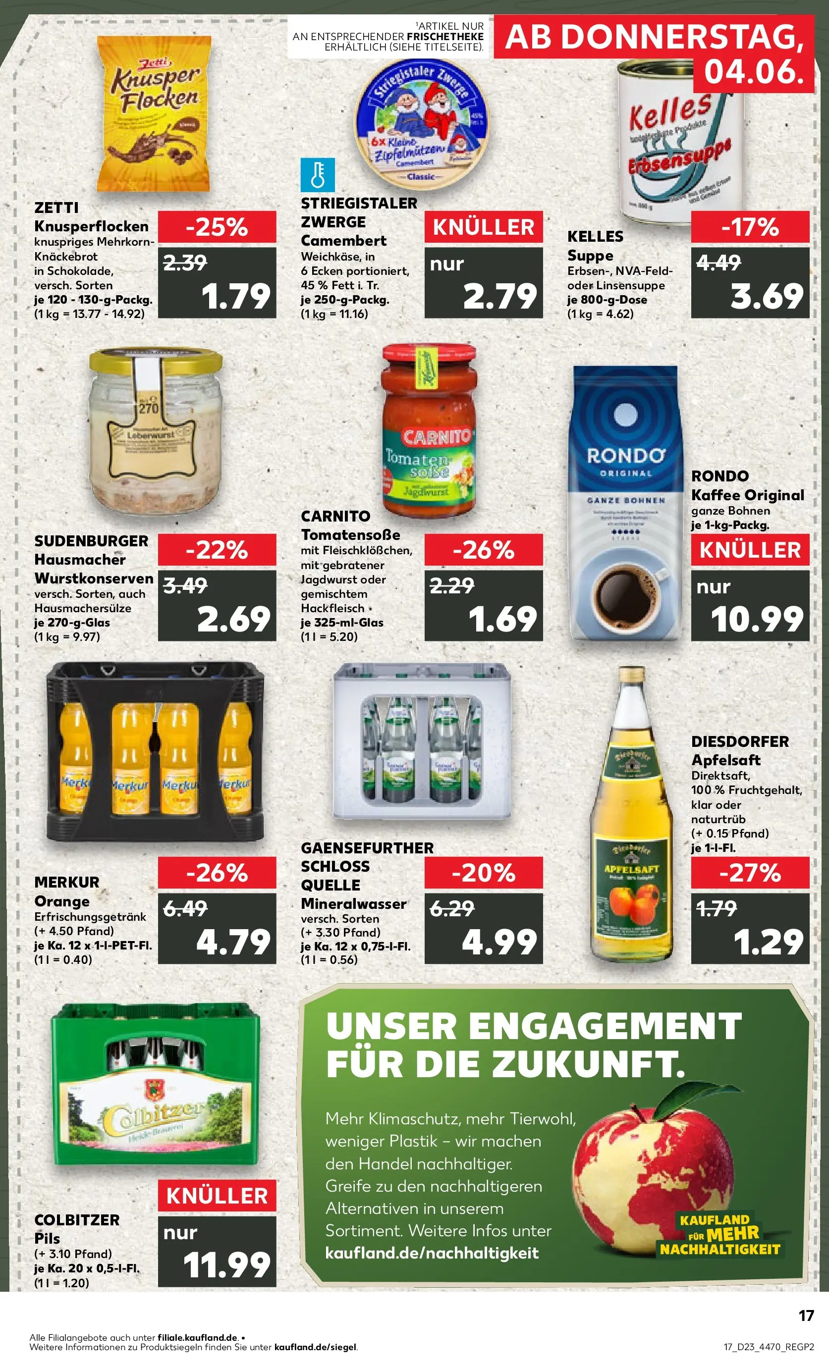 Prospekt Kaufland ab 04.06.2026 » Angebote Online zum Blättern | Seite: 17 | Produkte: Tomaten, Apfelsaft, Mineralwasser, Flocken