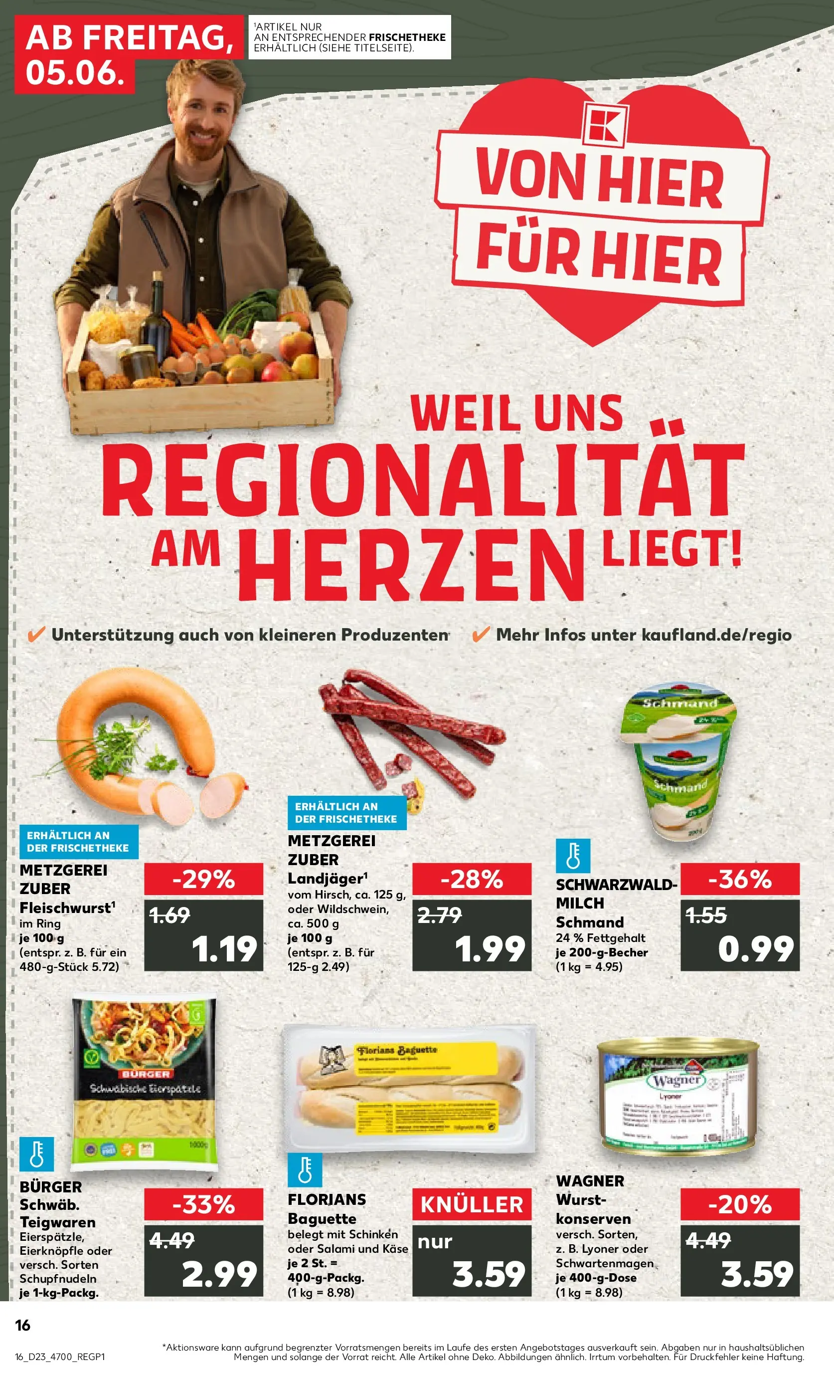 Prospekt Kaufland ab 04.06.2026 » Angebote Online zum Blättern | Seite: 16 | Produkte: Burger, Baguette, Wurst, Salami