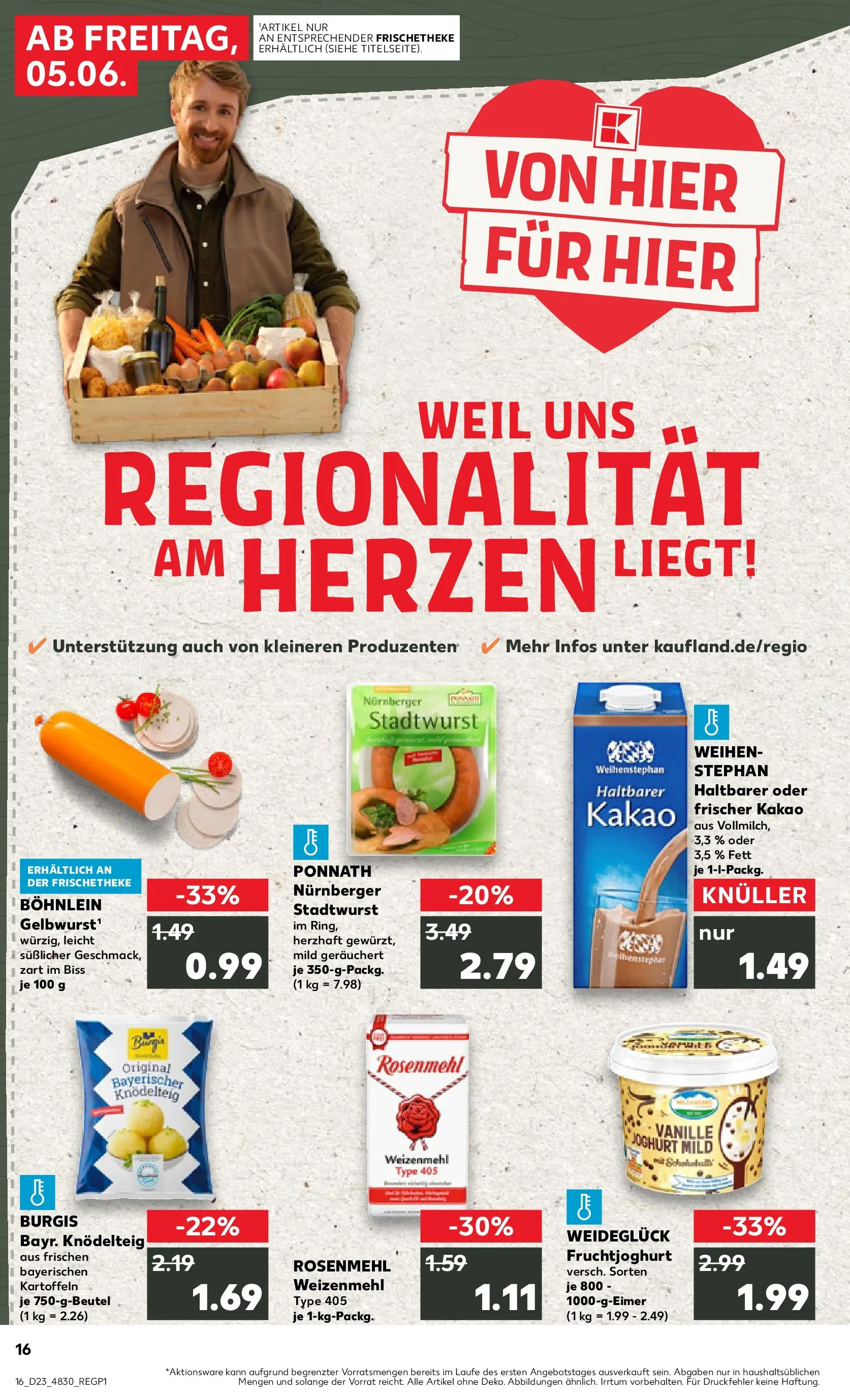 Prospekt Kaufland ab 04.06.2026 » Angebote Online zum Blättern | Seite: 16 | Produkte: Joghurt, Weizenmehl, Fruchtjoghurt, Kartoffeln