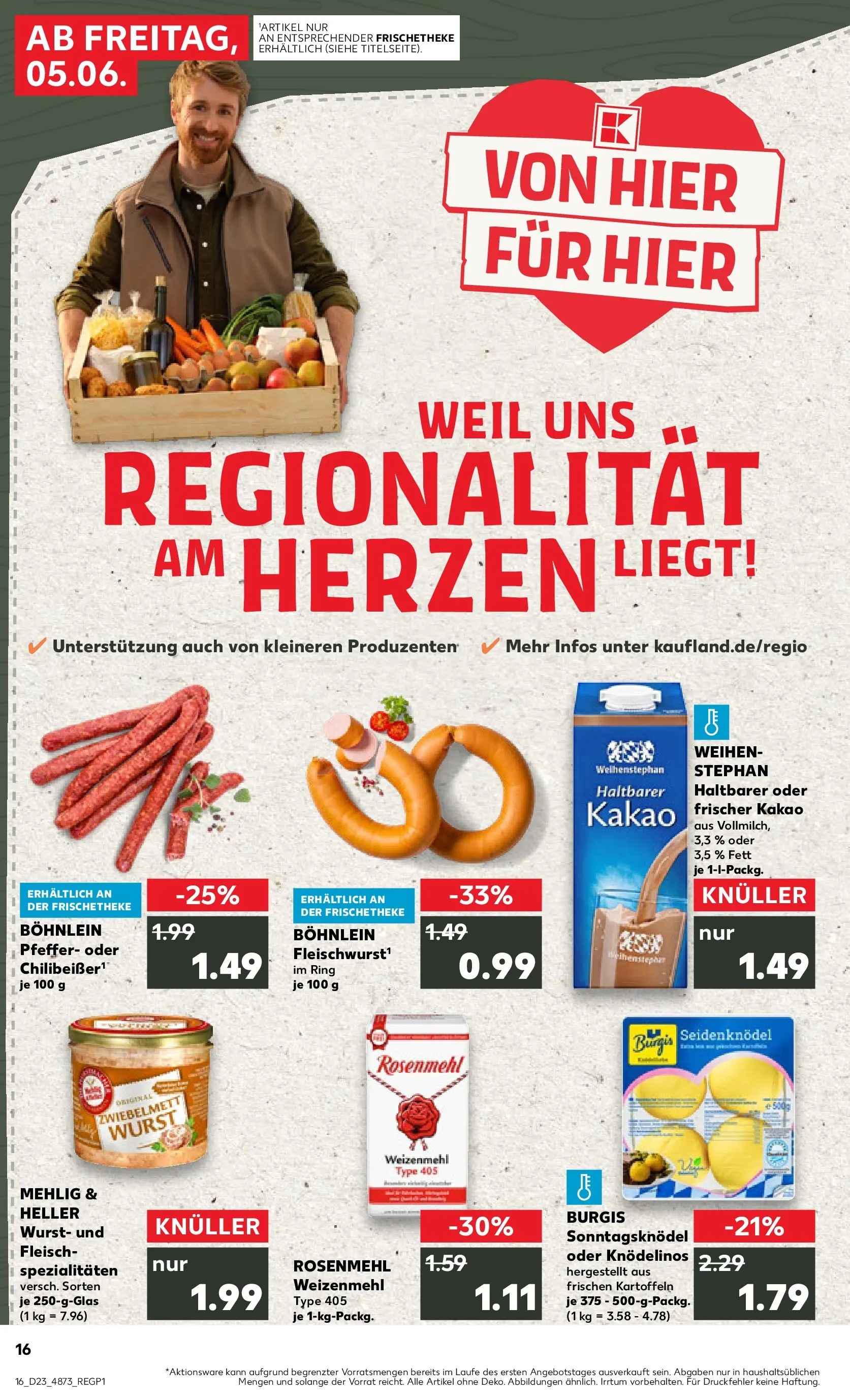 Prospekt Kaufland ab 04.06.2026 » Angebote Online zum Blättern | Seite: 16 | Produkte: Weizenmehl, Kartoffeln, Wurst, Fleisch