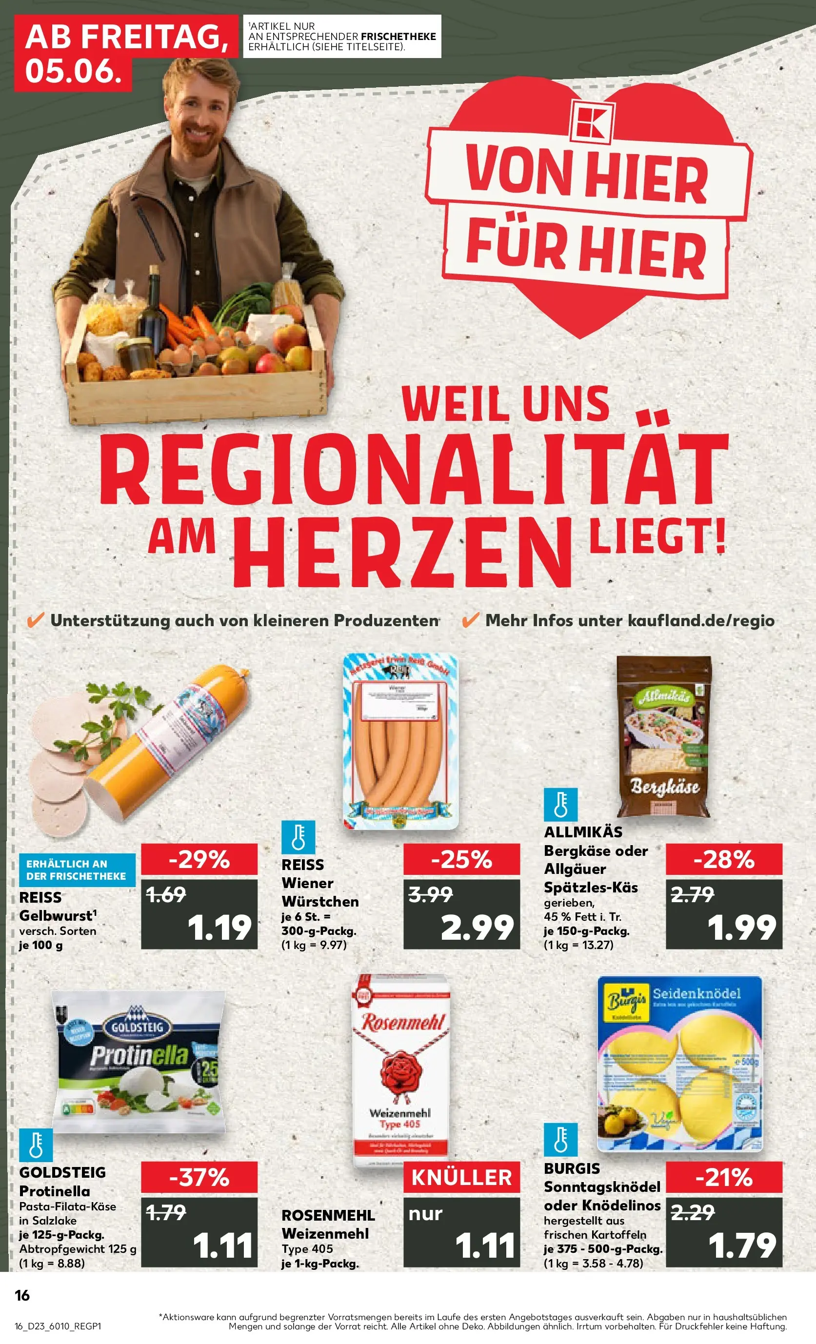 Prospekt Kaufland ab 04.06.2026 » Angebote Online zum Blättern | Seite: 16 | Produkte: Mozzarella, Weizenmehl, Kartoffeln, Pasta