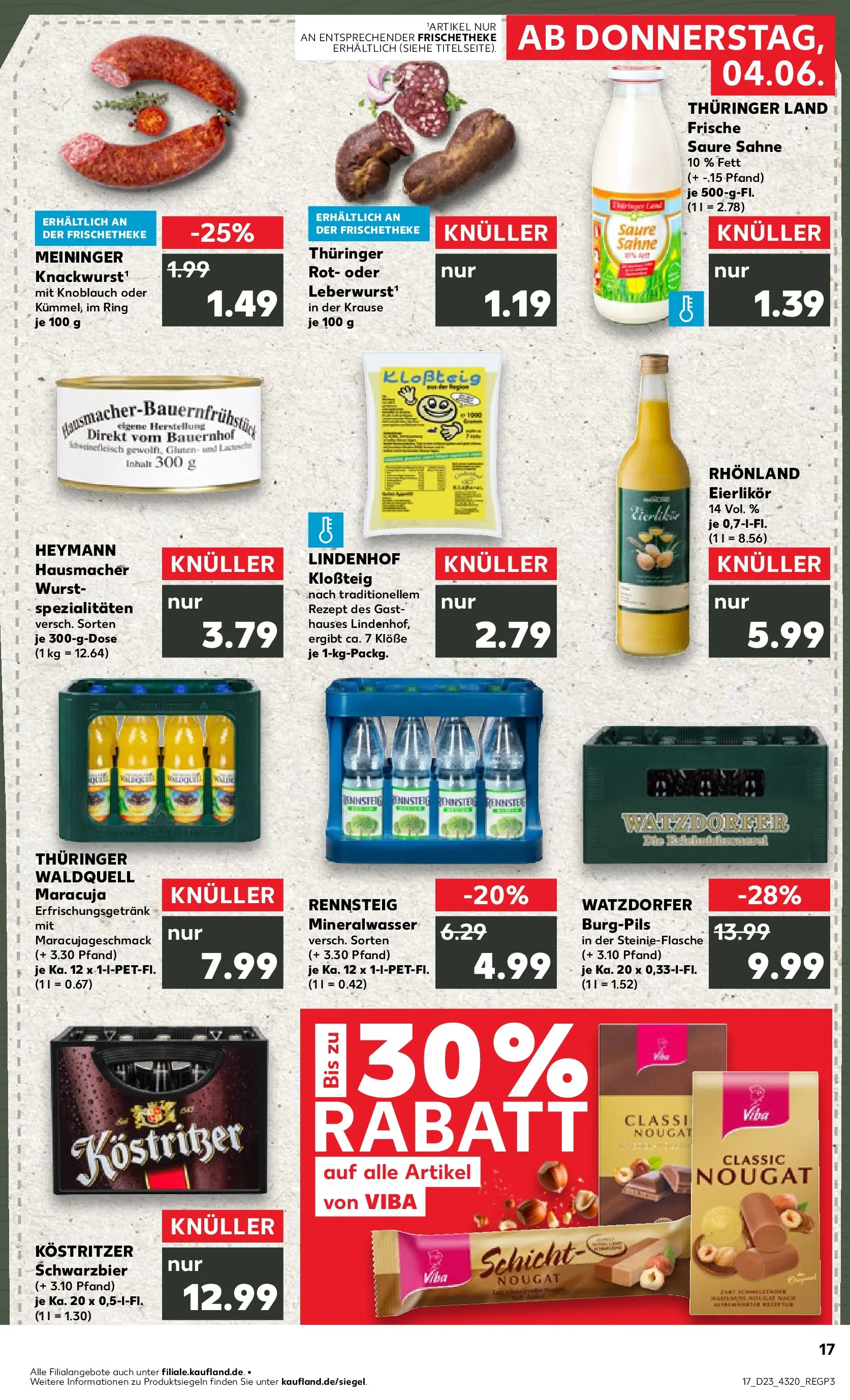 Prospekt Kaufland ab 04.06.2026 » Angebote Online zum Blättern | Seite: 17 | Produkte: Kostritzer, Mineralwasser, Wurst, Schweinefleisch