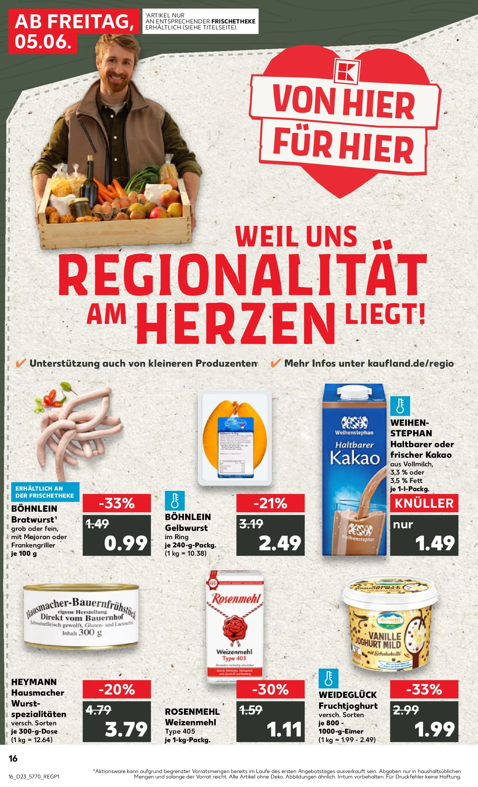 Prospekt Kaufland ab 04.06.2026 » Angebote Online zum Blättern | Seite: 16 | Produkte: Bratwurst, Weizenmehl, Fruchtjoghurt, Wurst