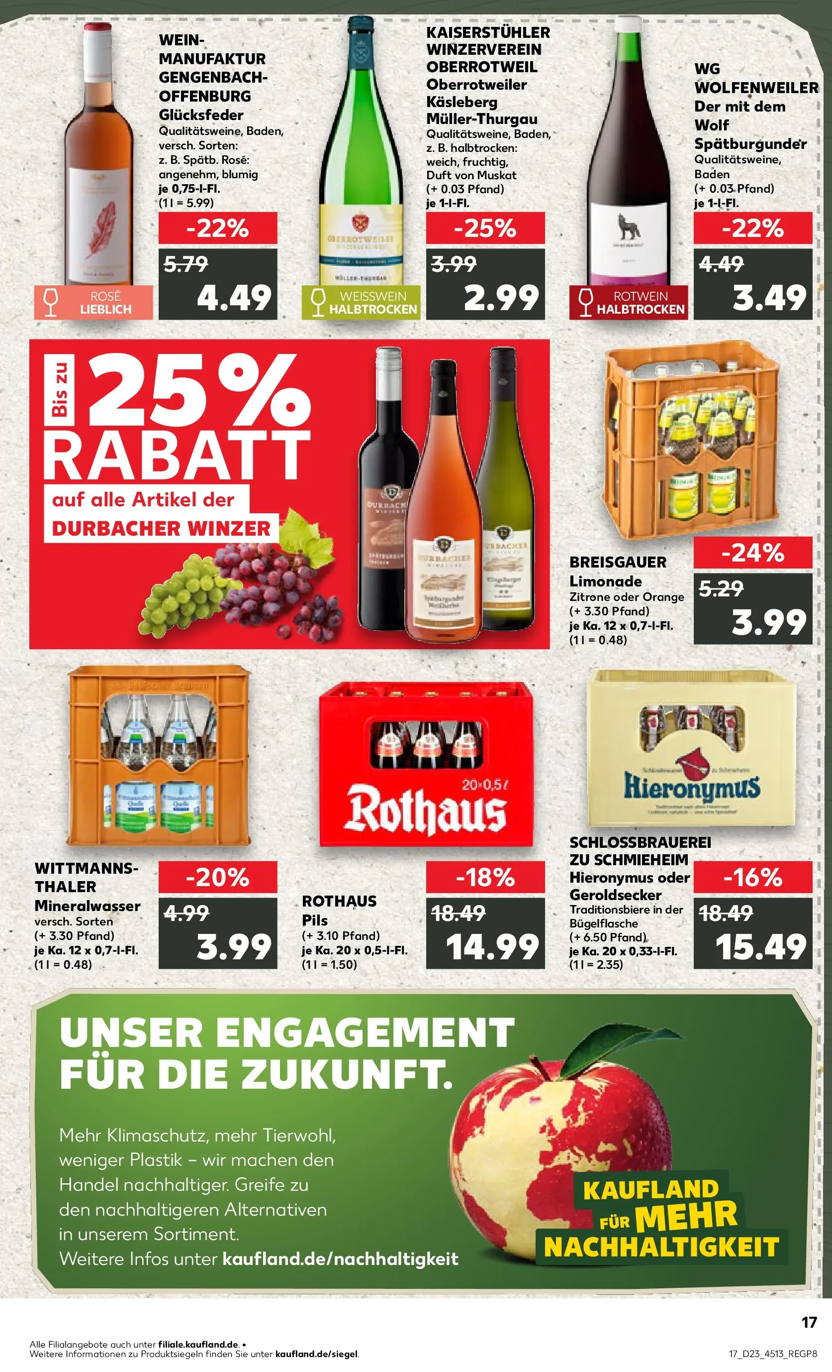 Prospekt Kaufland ab 04.06.2026 » Angebote Online zum Blättern | Seite: 17 | Produkte: Weißwein, Rotwein, Rotwein halbtrocken, Mineralwasser