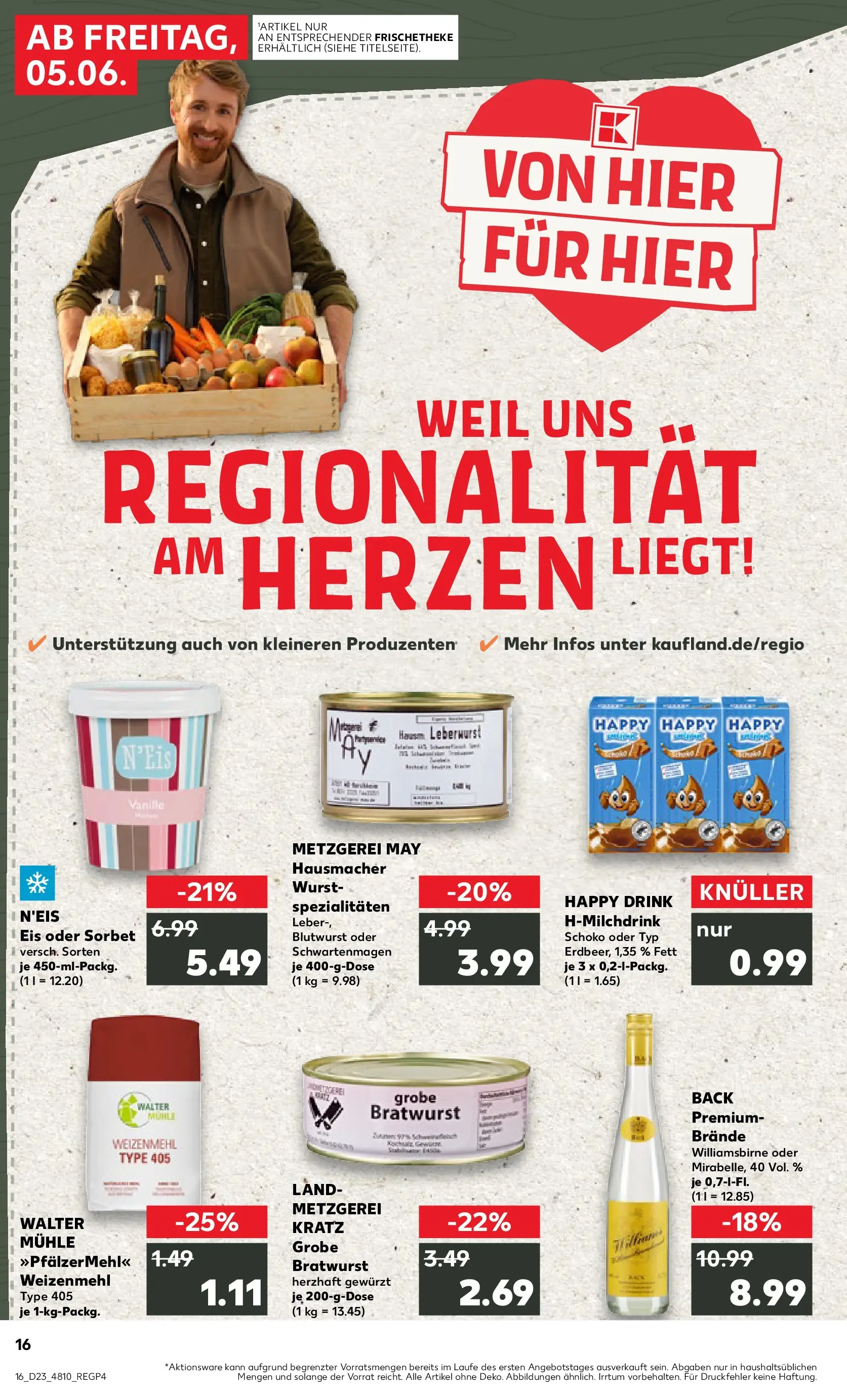 Prospekt Kaufland ab 04.06.2026 » Angebote Online zum Blättern | Seite: 16 | Produkte: Mühle, Bratwurst, Weizenmehl, Eis