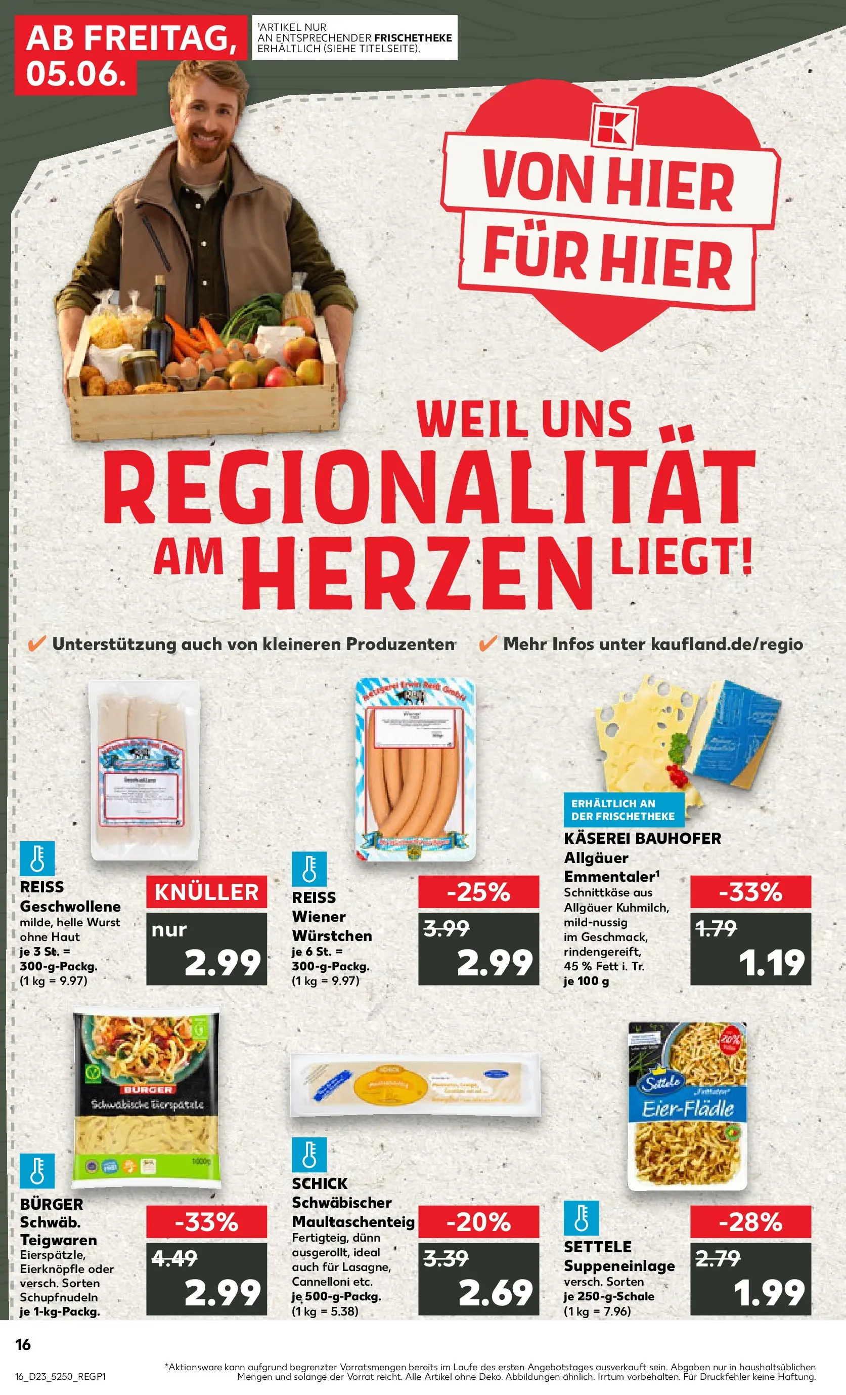 Prospekt Kaufland ab 04.06.2026 » Angebote Online zum Blättern | Seite: 16 | Produkte: Wiener wurstchen, Burger, Wurst, Pasta