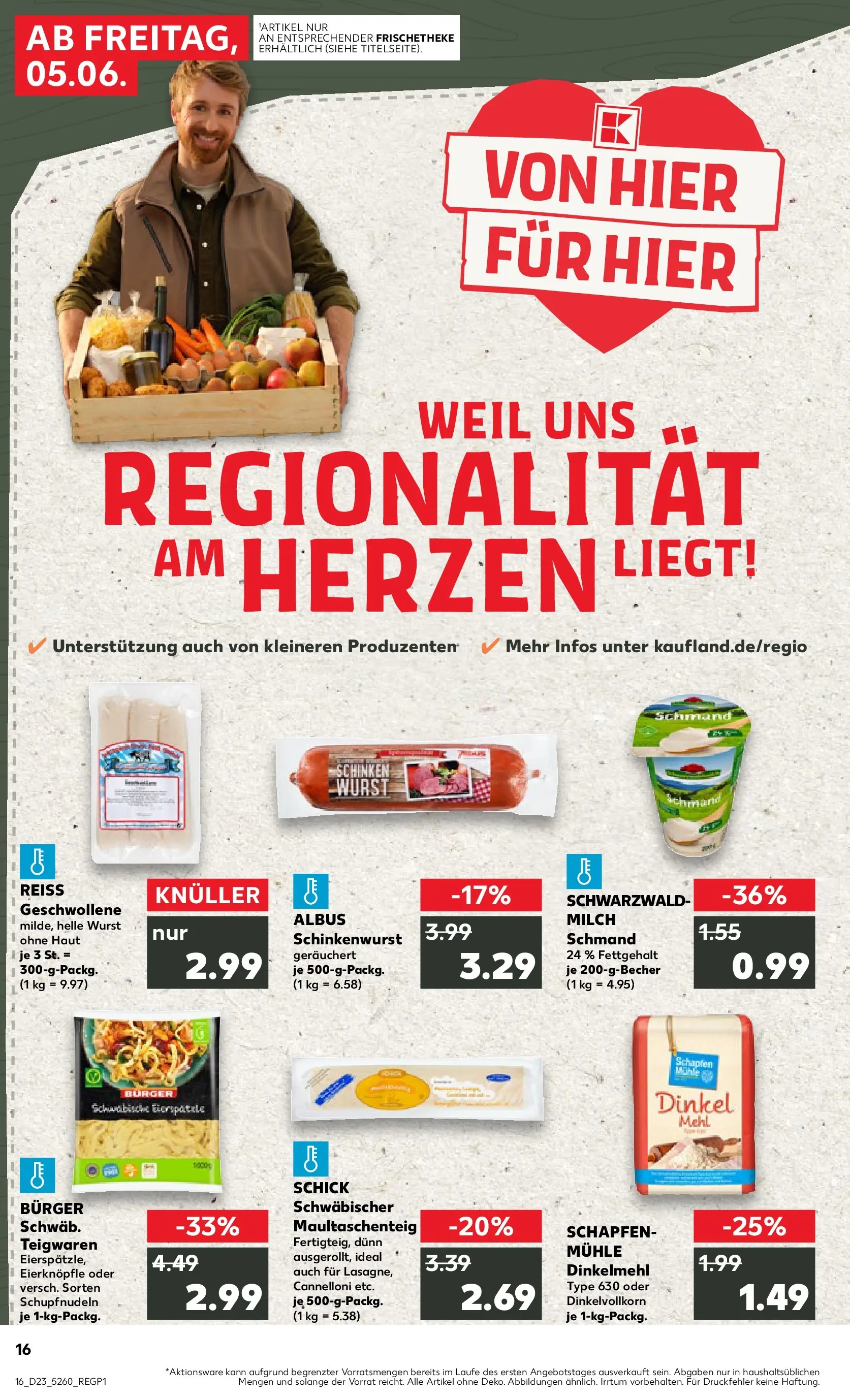 Prospekt Kaufland ab 04.06.2026 » Angebote Online zum Blättern | Seite: 16 | Produkte: Burger, Wurst, Pasta, Schinken