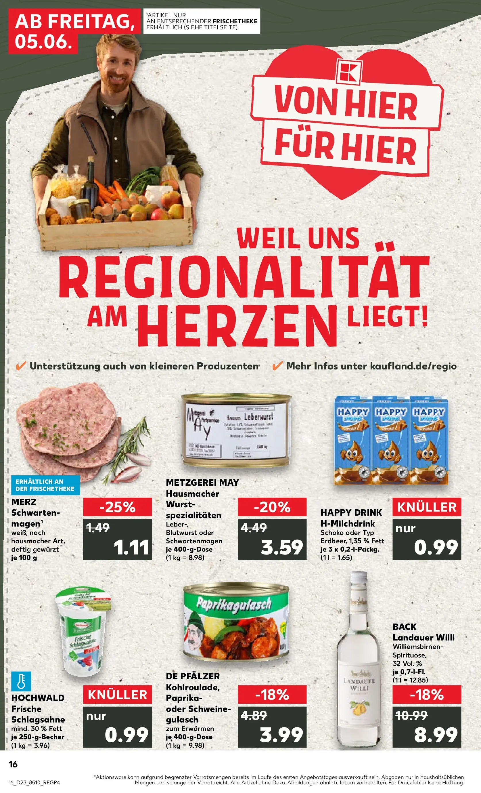 Prospekt Kaufland ab 04.06.2026 » Angebote Online zum Blättern | Seite: 16 | Produkte: Schlagsahne, Paprika, Gulasch, Wurst