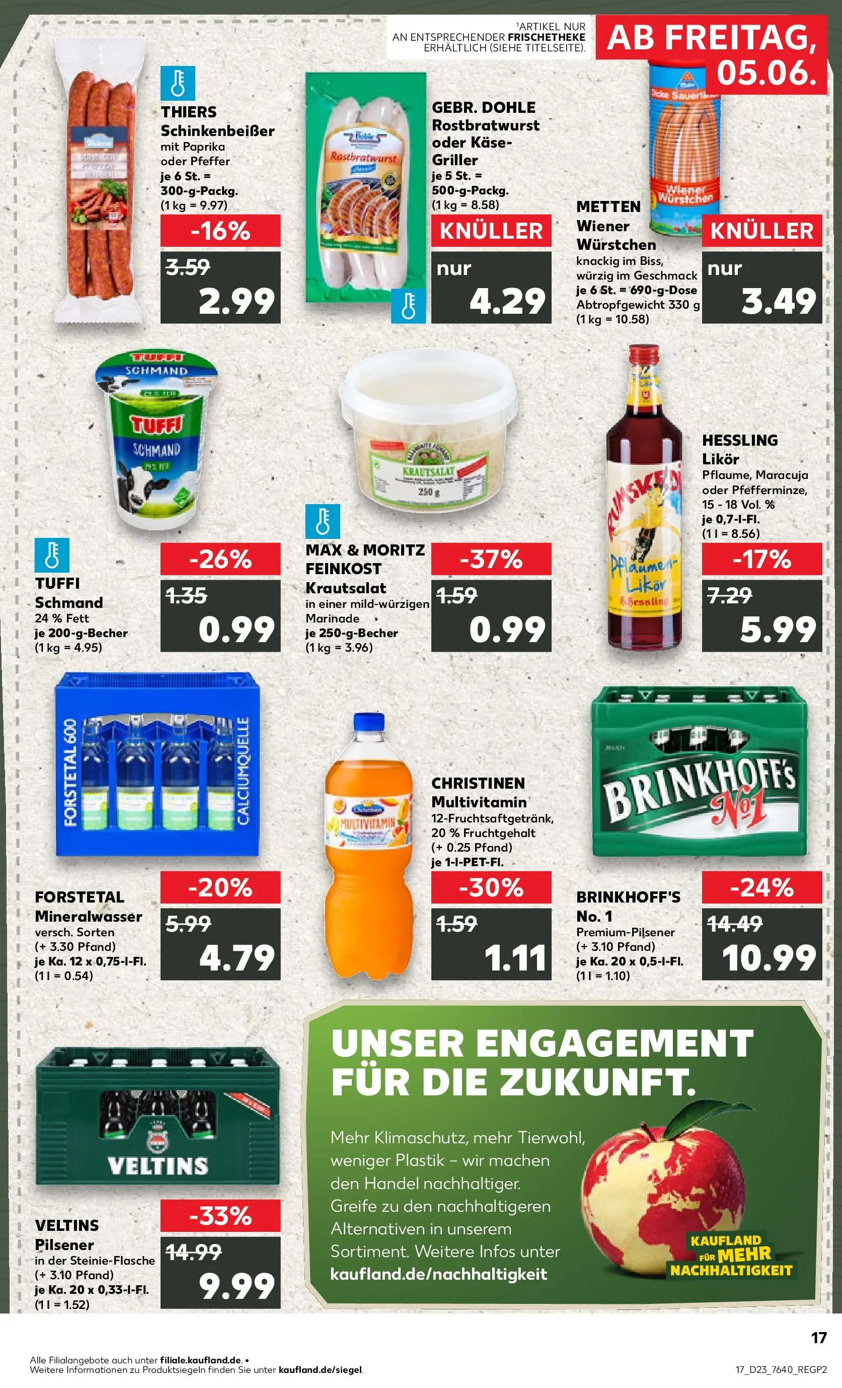 Prospekt Kaufland ab 04.06.2026 » Angebote Online zum Blättern | Seite: 17 | Produkte: Wiener wurstchen, Likör, Bratwurst, Veltins