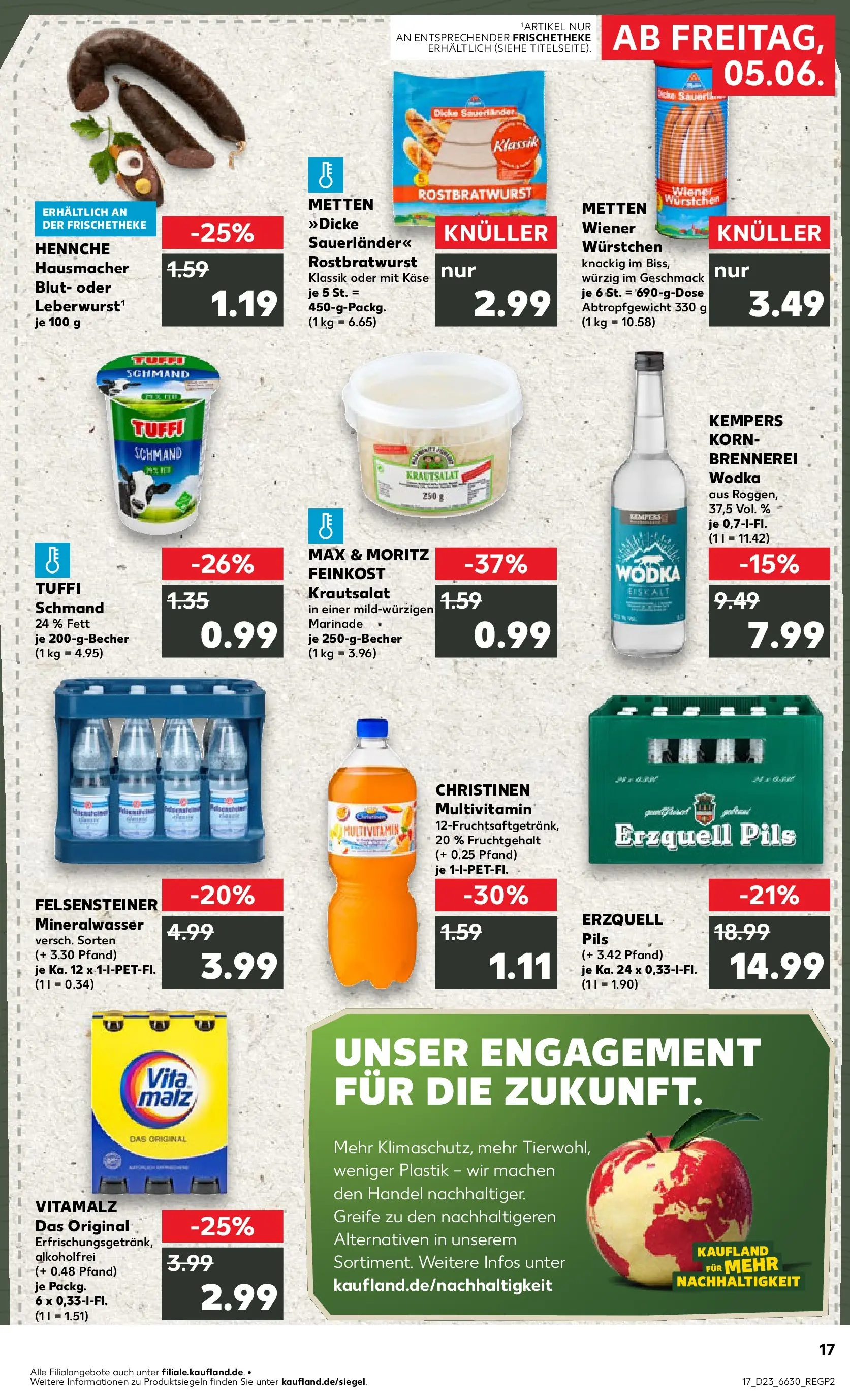 Prospekt Kaufland ab 04.06.2026 » Angebote Online zum Blättern | Seite: 17 | Produkte: Käse, Pils, Mineralwasser, Wodka