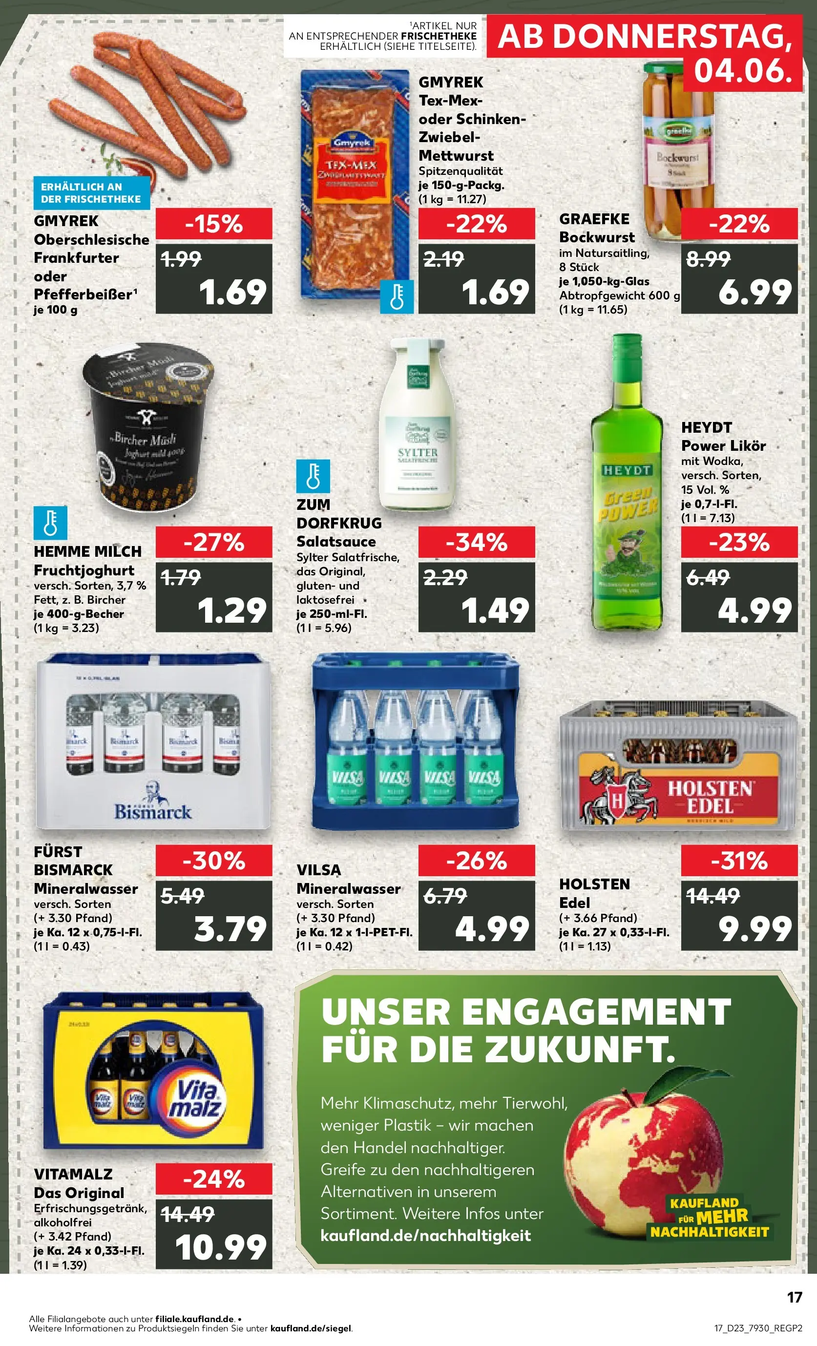 Prospekt Kaufland ab 04.06.2026 » Angebote Online zum Blättern | Seite: 17 | Produkte: Bockwurst, Holsten, Fruchtjoghurt, Schinken