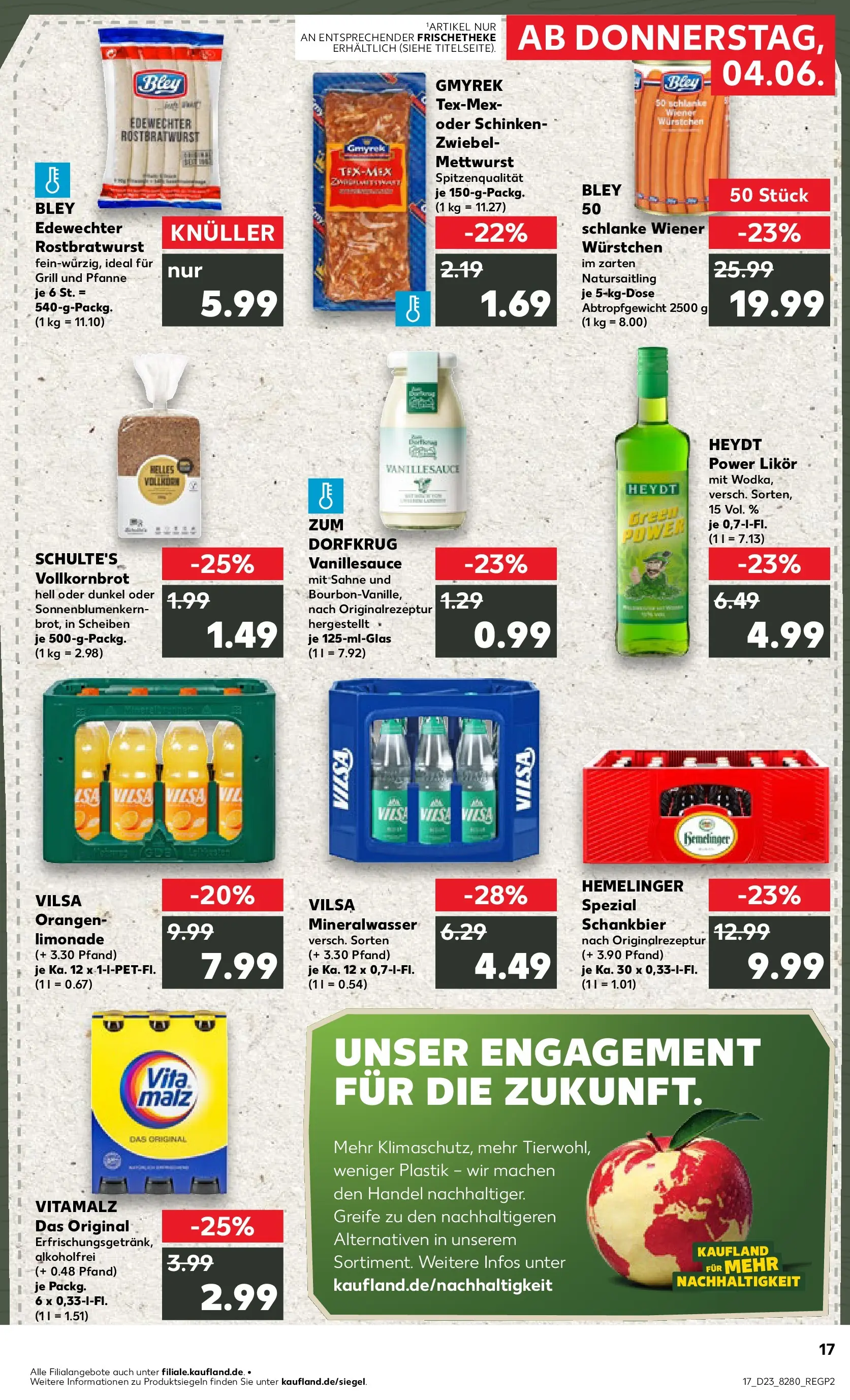 Prospekt Kaufland ab 04.06.2026 » Angebote Online zum Blättern | Seite: 17 | Produkte: Wiener wurstchen, Likör, Bratwurst, Sahne