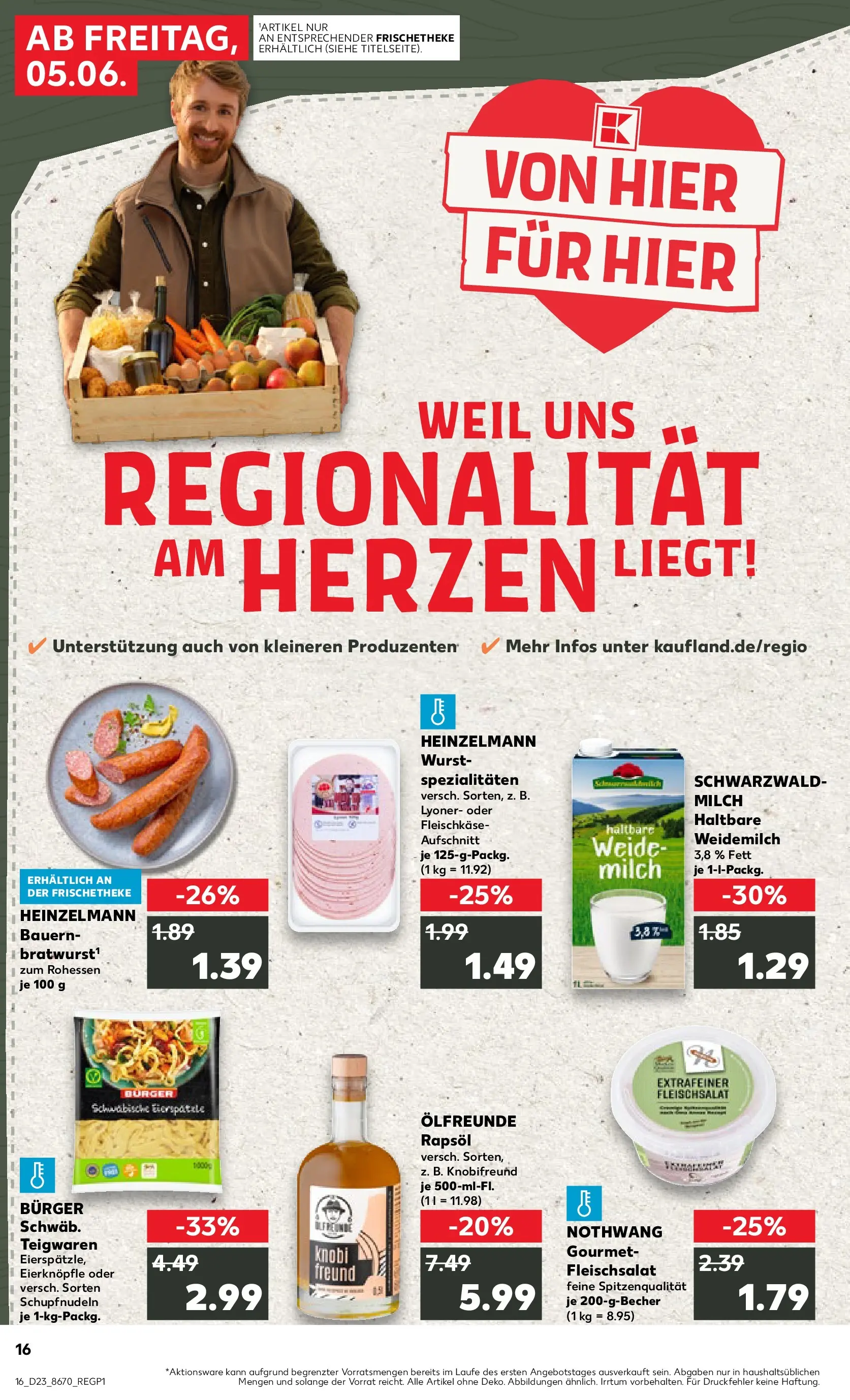 Prospekt Kaufland ab 01.06.2026 » Angebote und Werbung Online | Seite: 23 | Produkte: Milch, Rapsöl, Burger, Pasta Prospekt Kaufland ab 01.06.2026 » Angebote Online zum Blättern | Seite: 23 | Produkte: Milch, Rapsöl, Burger, Pasta