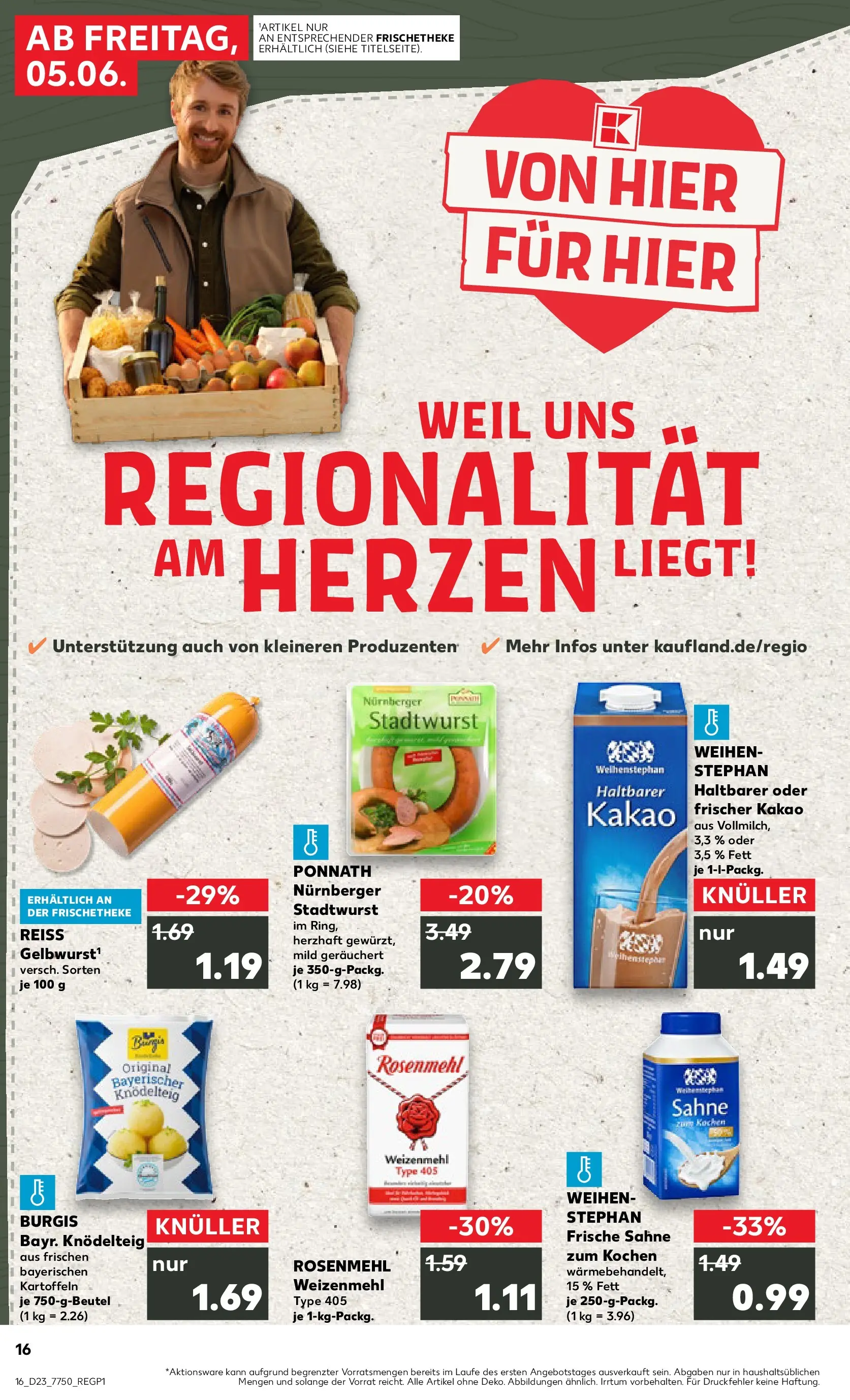 Prospekt Kaufland ab 04.06.2026 » Angebote Online zum Blättern | Seite: 16 | Produkte: Weizenmehl, Kartoffeln, Sahne