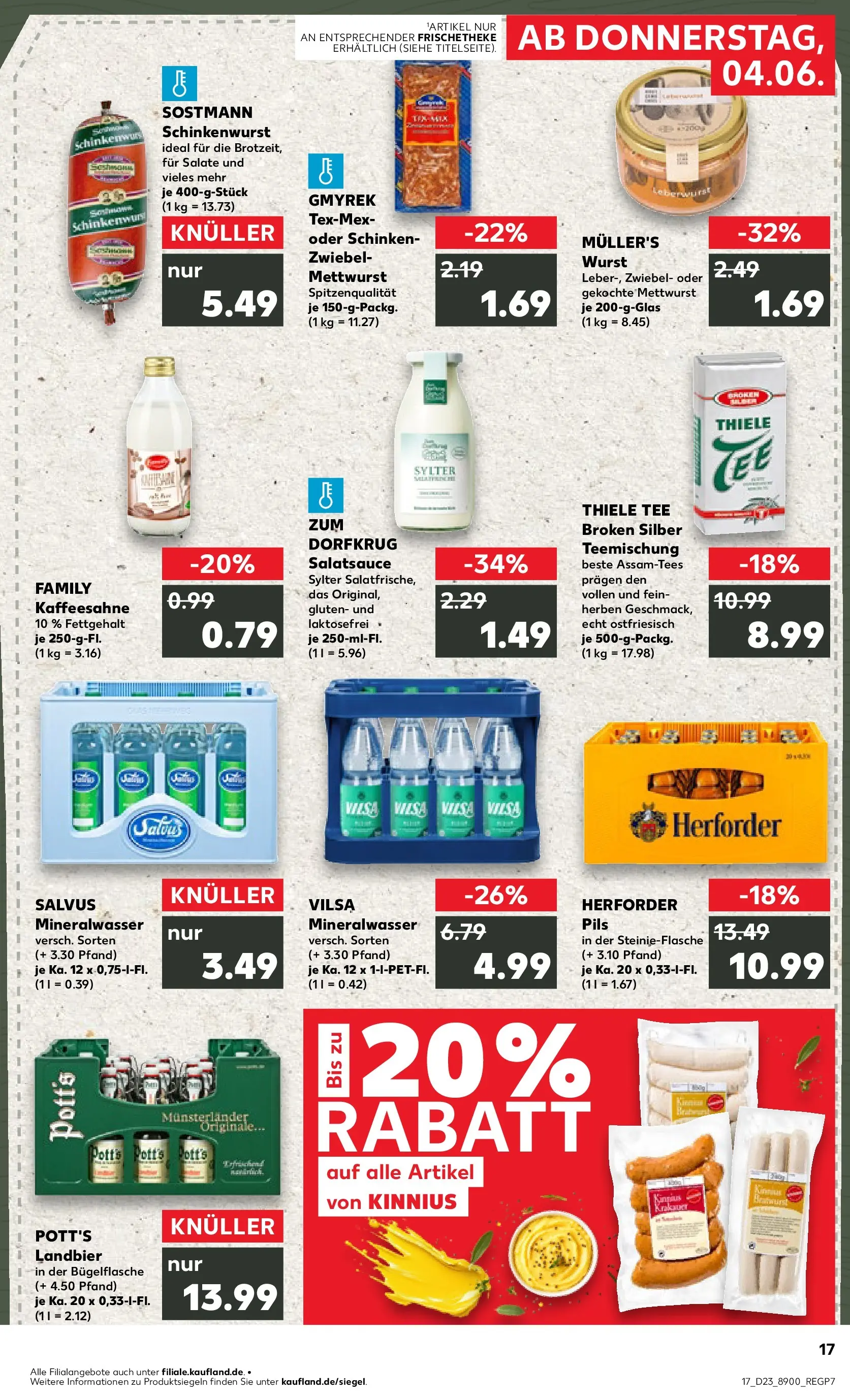 Prospekt Kaufland ab 04.06.2026 » Angebote Online zum Blättern | Seite: 17 | Produkte: Dressing, Mineralwasser, Schinken, Tee