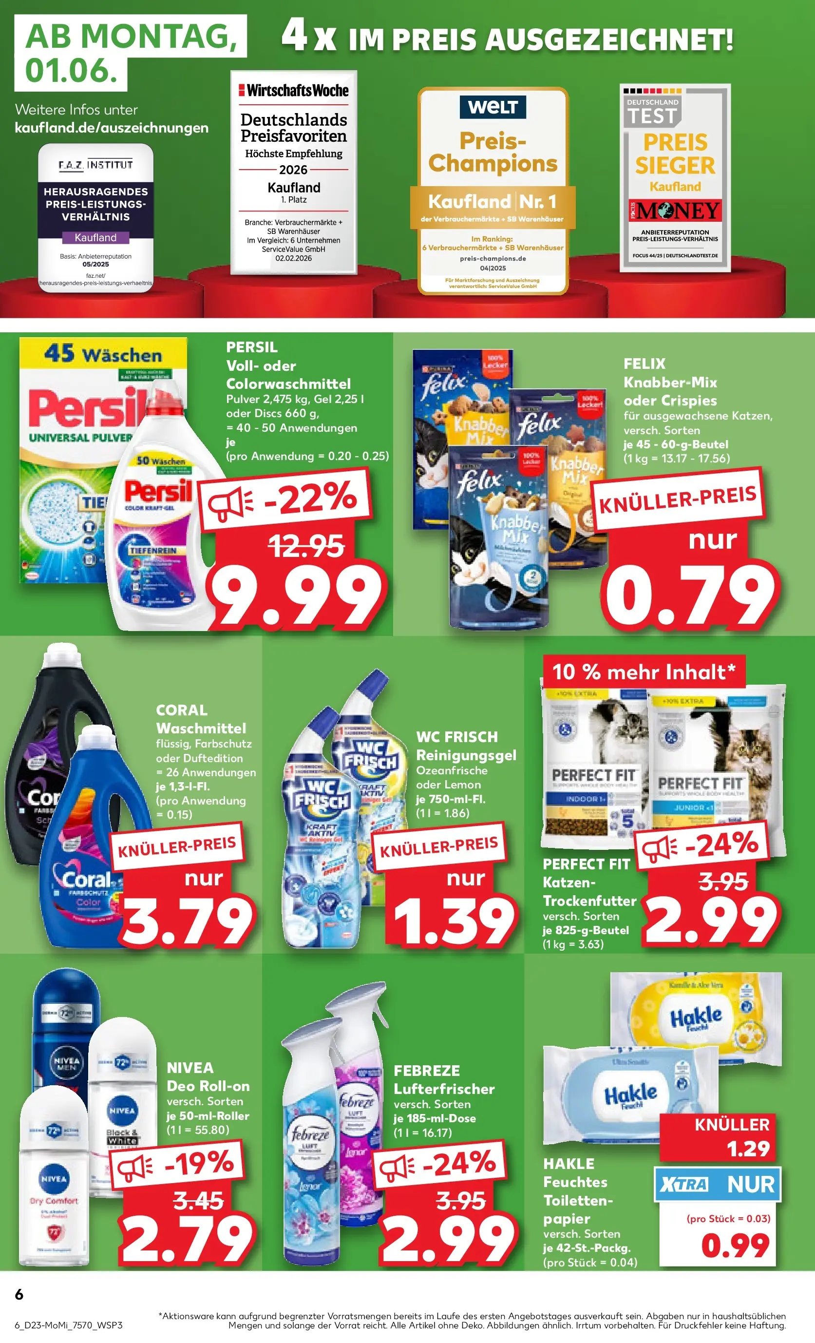 Prospekt Kaufland ab 01.06.2026 » Angebote und Werbung Online | Seite: 6 | Produkte: Waschmittel, Wc frisch, Toilettenpapier, Feuchtes Toilettenpapier Prospekt Kaufland ab 01.06.2026 » Angebote Online zum Blättern | Seite: 6 | Produkte: Waschmittel, Wc frisch, Toilettenpapier, Feuchtes Toilettenpapier