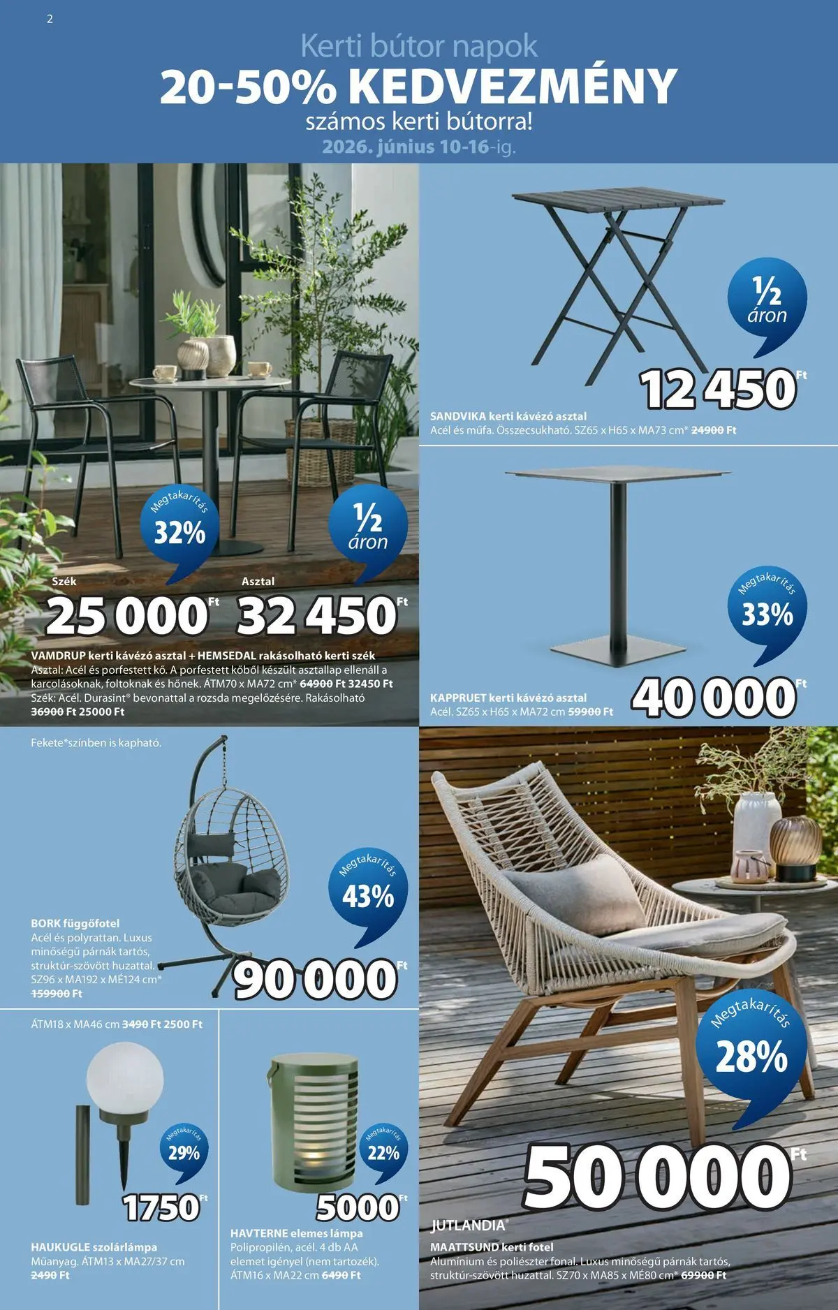 JYSK aktuális akciós újság - 2026.06.10. -tól/töl > akció, lapozható szórólap 🛍️ | Oldal: 3 | Termékek: Asztallap, Asztal, Lámpa, Szolárlámpa