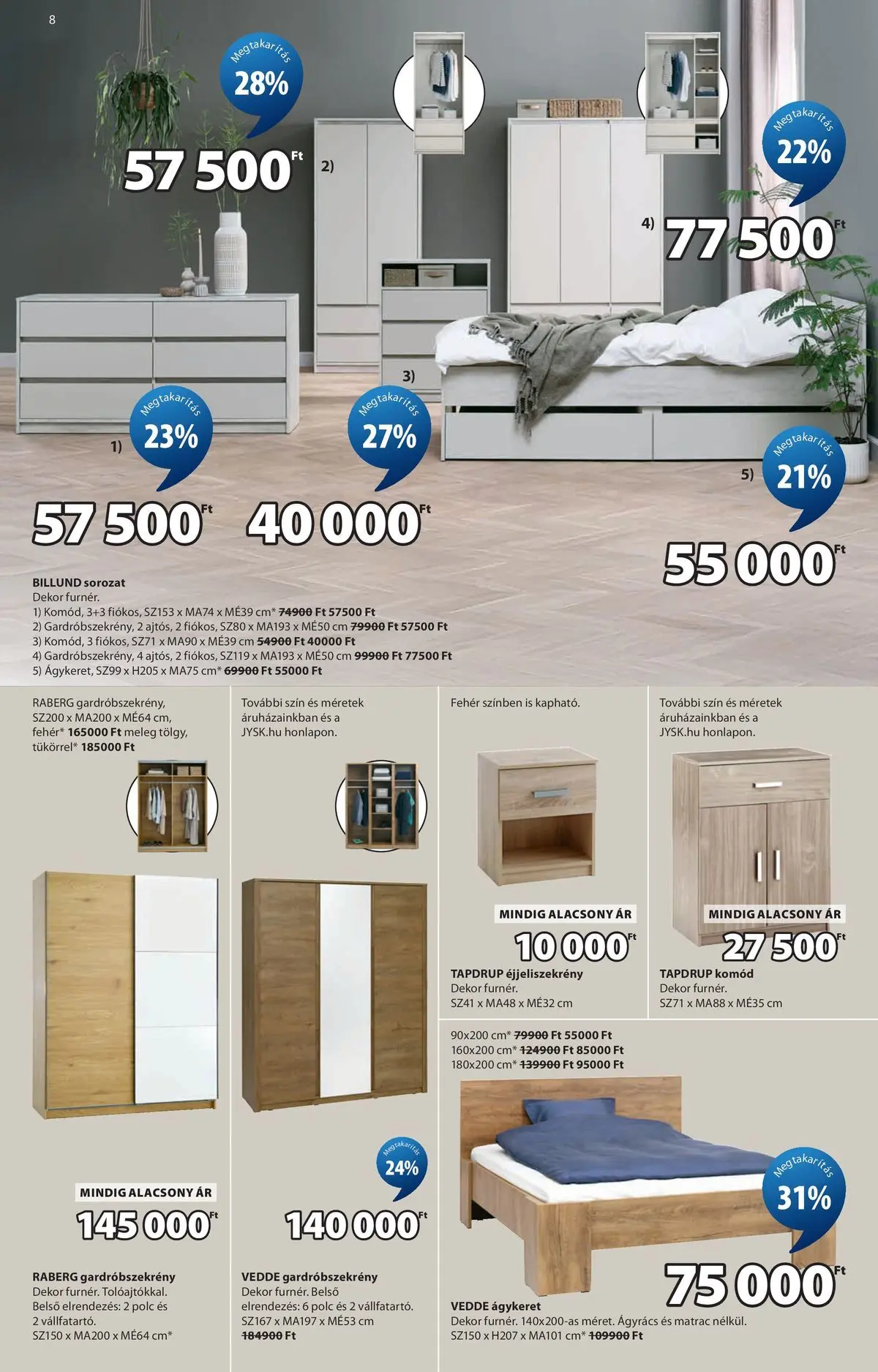JYSK aktuális akciós újság - 2026.06.10. -tól/töl > akció, lapozható szórólap 🛍️ | Oldal: 9 | Termékek: Éjjeliszekrény, Komód, Ágyrács, Gardróbszekrény