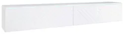 Lowboard ca. 180x30 cm mit LED Fischgr&auml;te Wei&szlig;