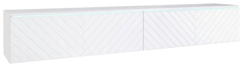 Lowboard ca. 180x30 cm mit LED Fischgr&auml;te Wei&szlig;