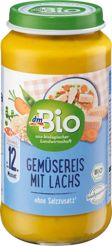 Meniu de orez cu legume și somon 12+