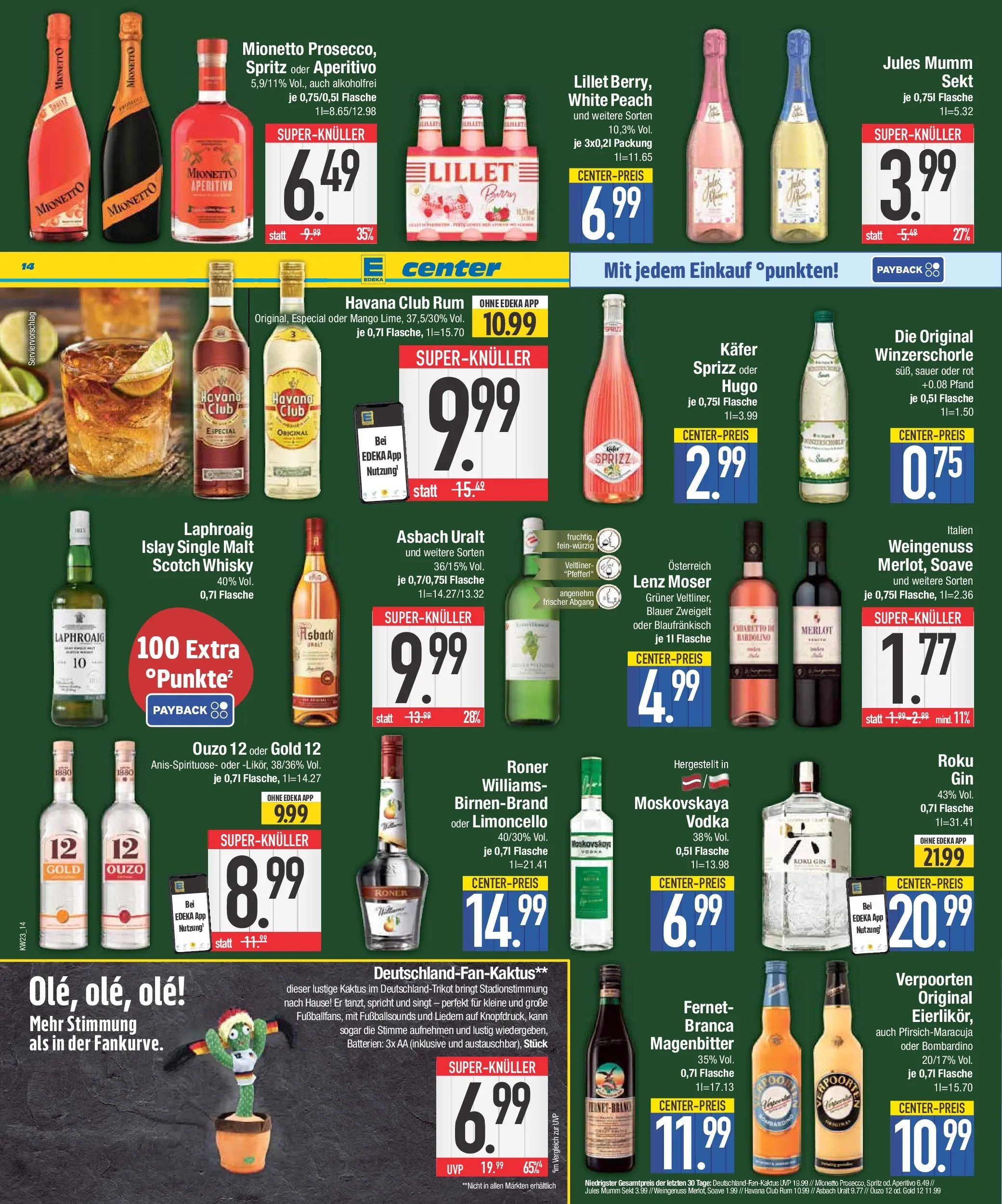 E center Prospekt Neuburg An Der Donau (ab 31.05.2026) zum Blättern | Seite: 14 | Produkte: Ouzo 12, Jules mumm, Limoncello, Gin