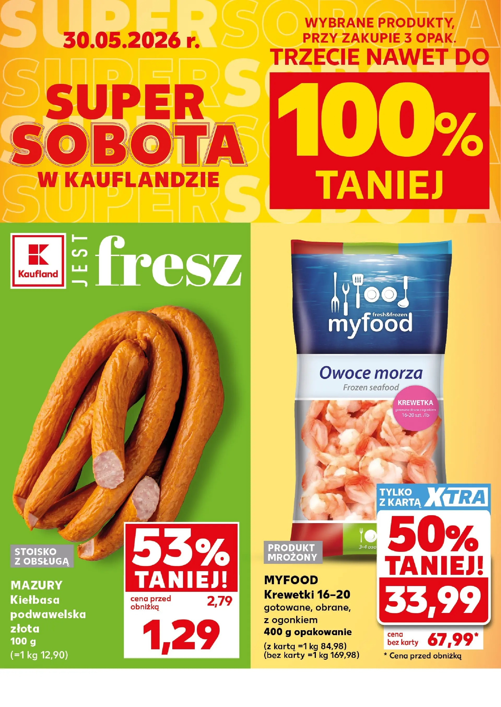 Kaufland gazetka - Super Sobota od 30.05.2026 - od jutra PDF | Strona: 2 | Produkty: Kiełbasa, Karta, Krewetki, Owoce