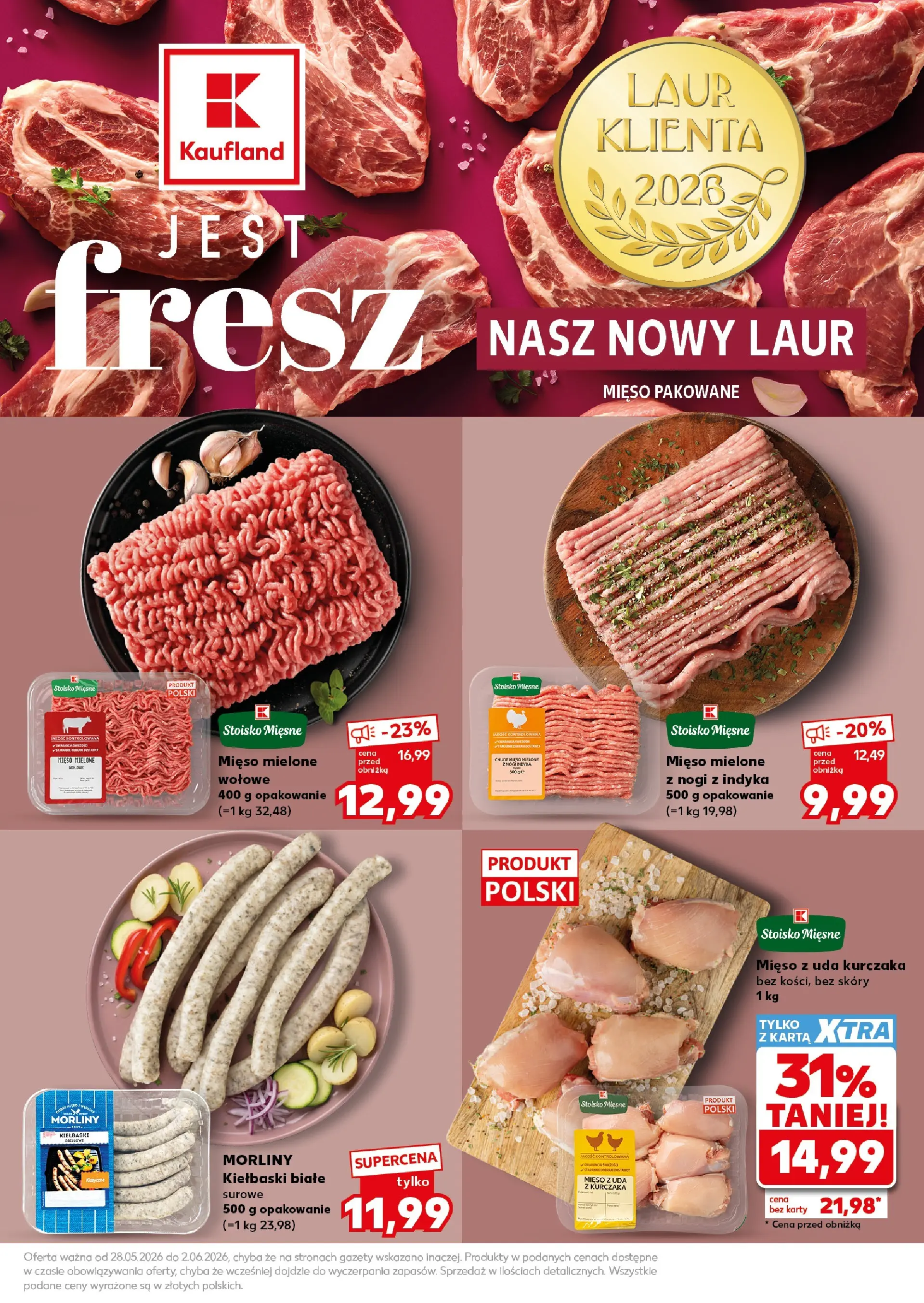 Kaufland gazetka - Super Sobota od 30.05.2026 - od jutra PDF | Strona: 15 | Produkty: Mięso z uda kurczaka, Mięso, Mięso mielone, Kiełbaski