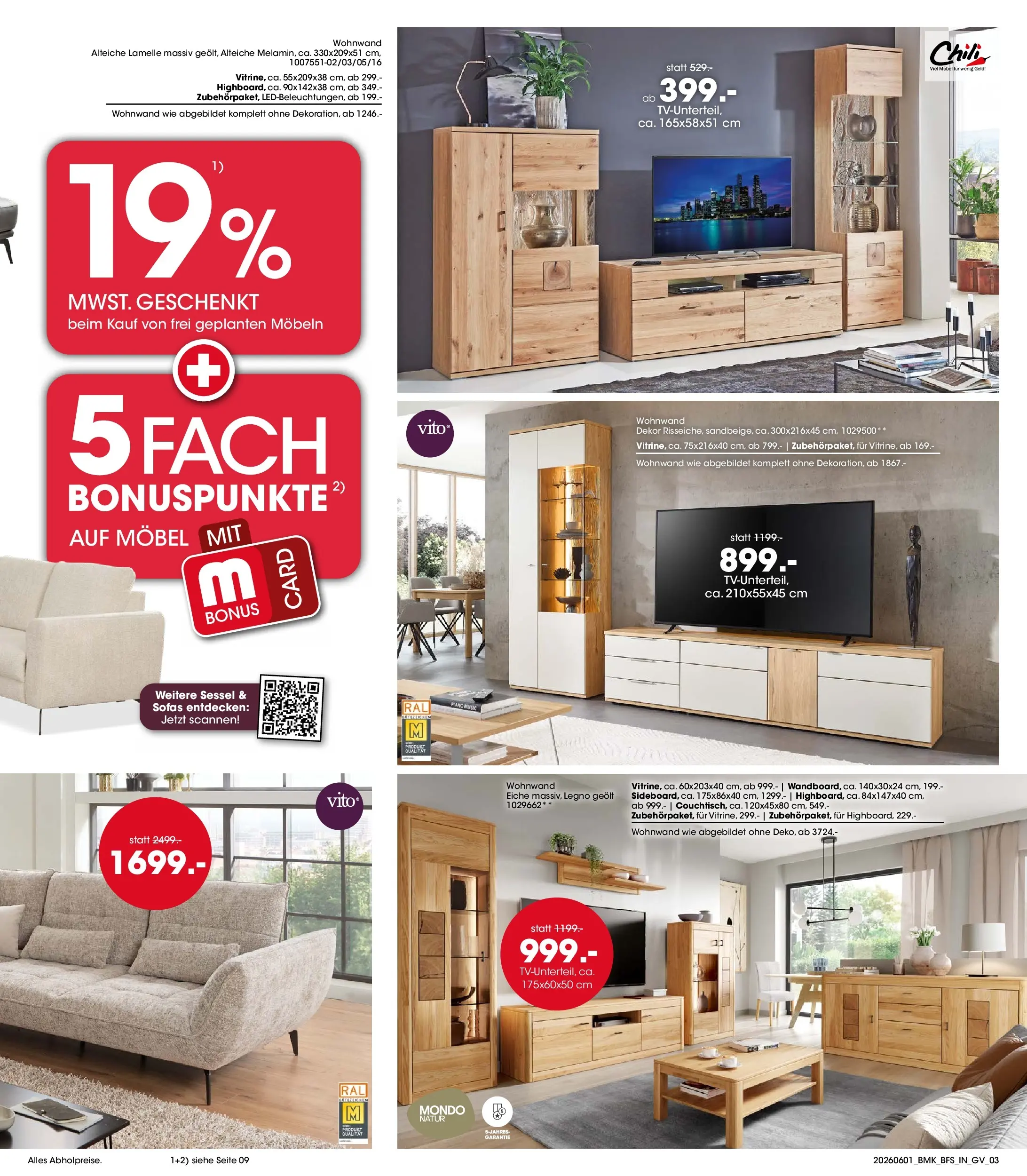 Möbel Martin Angebote und Trends zum Wohlfühlen (ab 01.06.2026) zum Blättern | Seite: 3 | Produkte: Wohnwand, Sessel, Chili