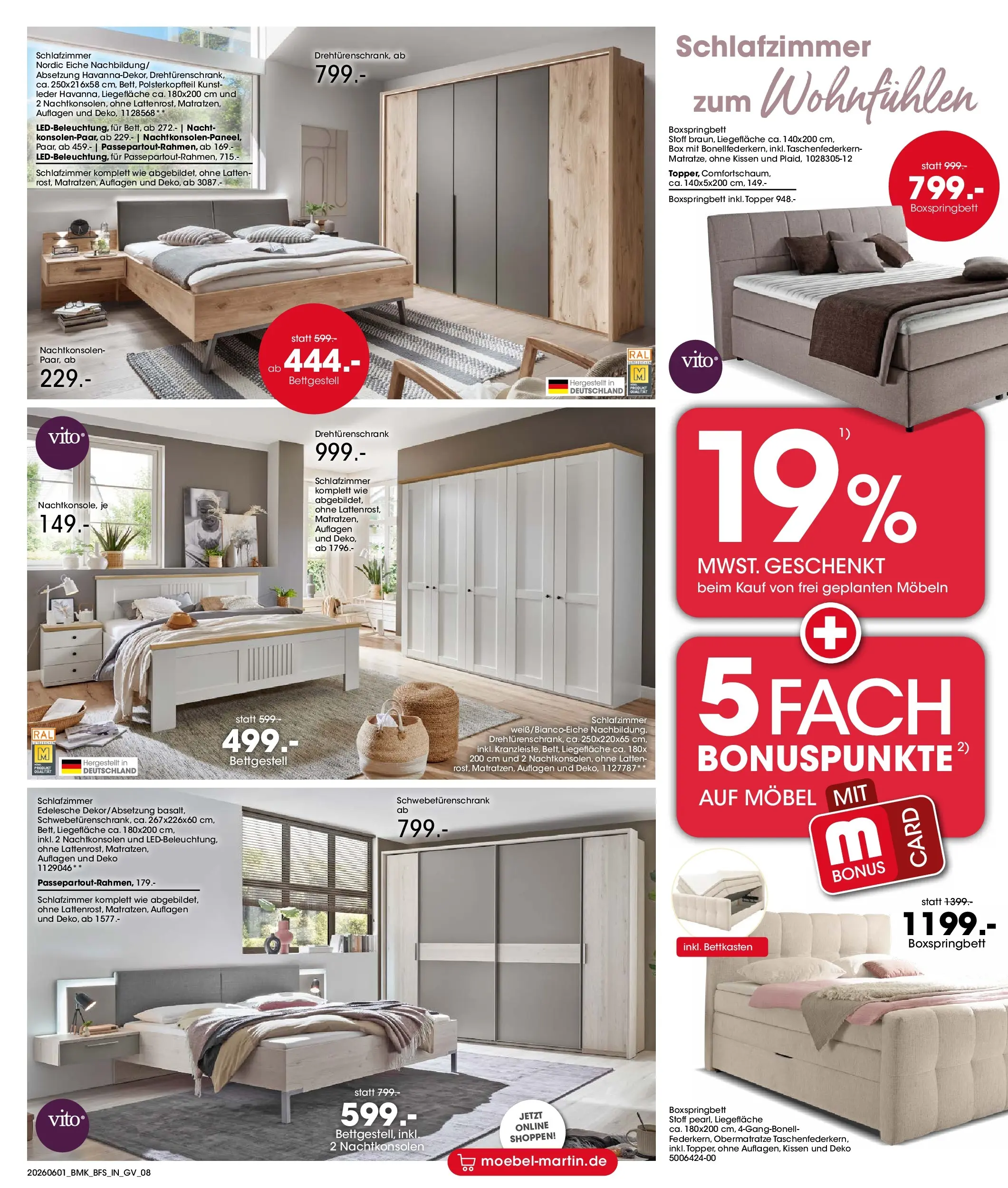 Möbel Martin Angebote und Trends zum Wohlfühlen (ab 01.06.2026) zum Blättern | Seite: 8 | Produkte: Kissen, Boxspringbett, Topper, Box