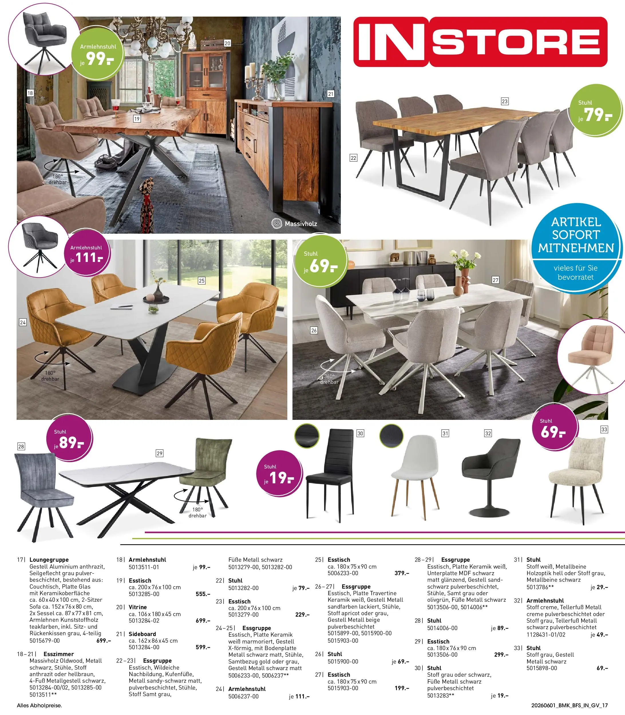 Möbel Martin Angebote und Trends zum Wohlfühlen (ab 01.06.2026) zum Blättern | Seite: 17 | Produkte: Essgruppe, Vitrine, Sessel, Creme