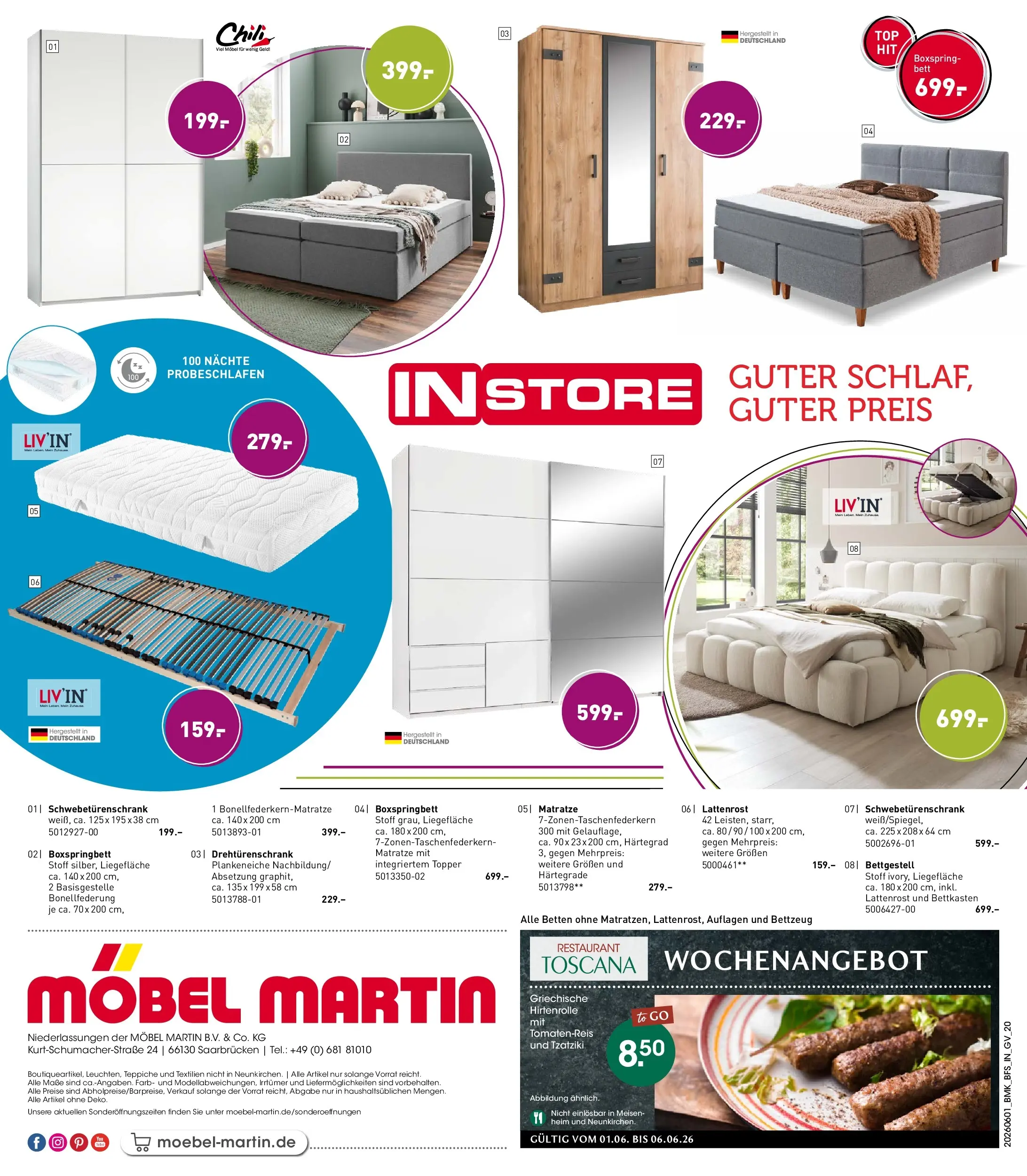 Möbel Martin Angebote und Trends zum Wohlfühlen (ab 01.06.2026) zum Blättern | Seite: 20 | Produkte: Matratze, Lattenrost, Drehtürenschrank, Topper