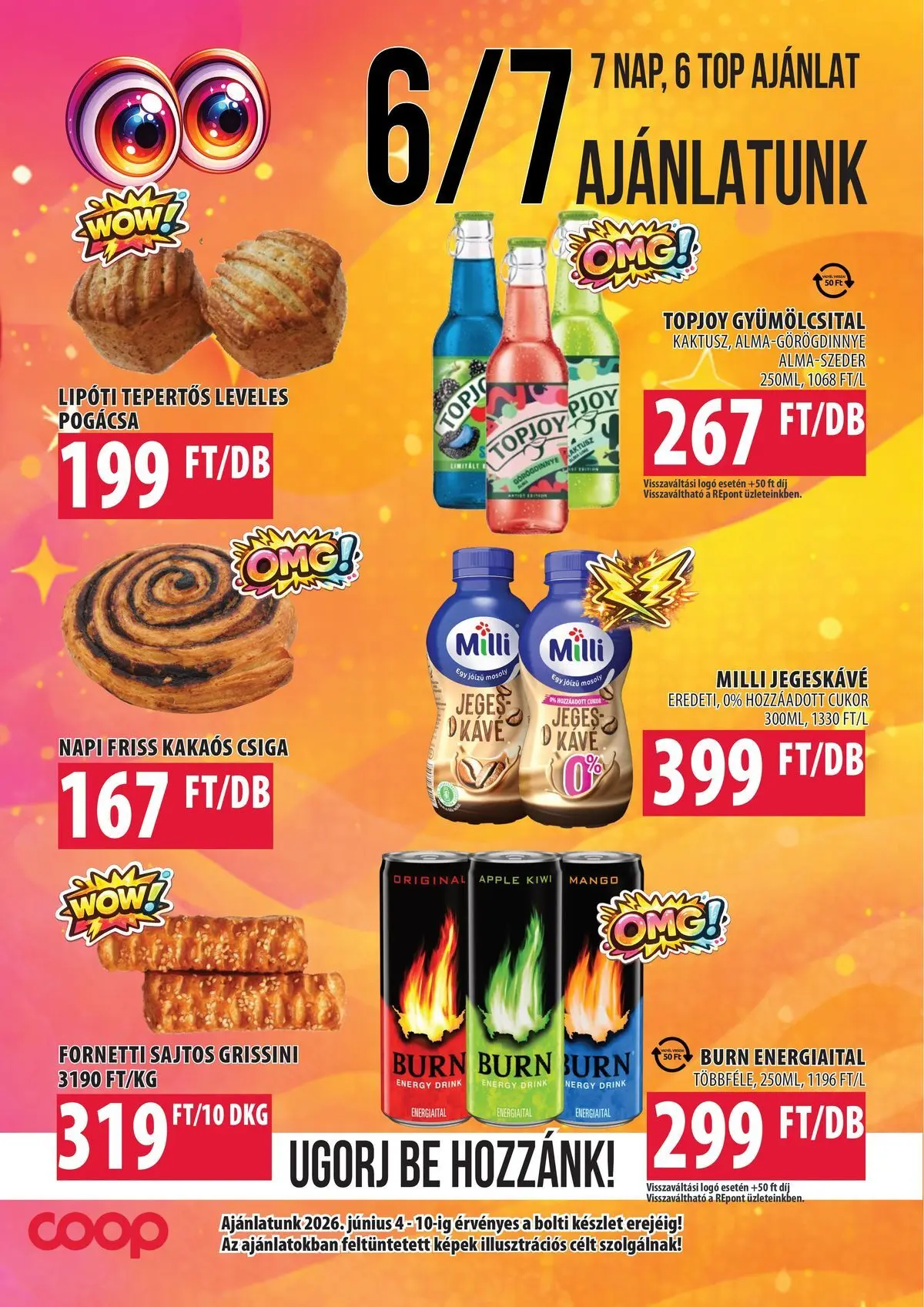 COOP Szolnok akciós újság Debrecen - 2026.06.04. -tól/töl > akció, lapozható szórólap 🛍️ | Oldal: 4 | Termékek: Energiaital, Grissini, Kiwi, Cukor