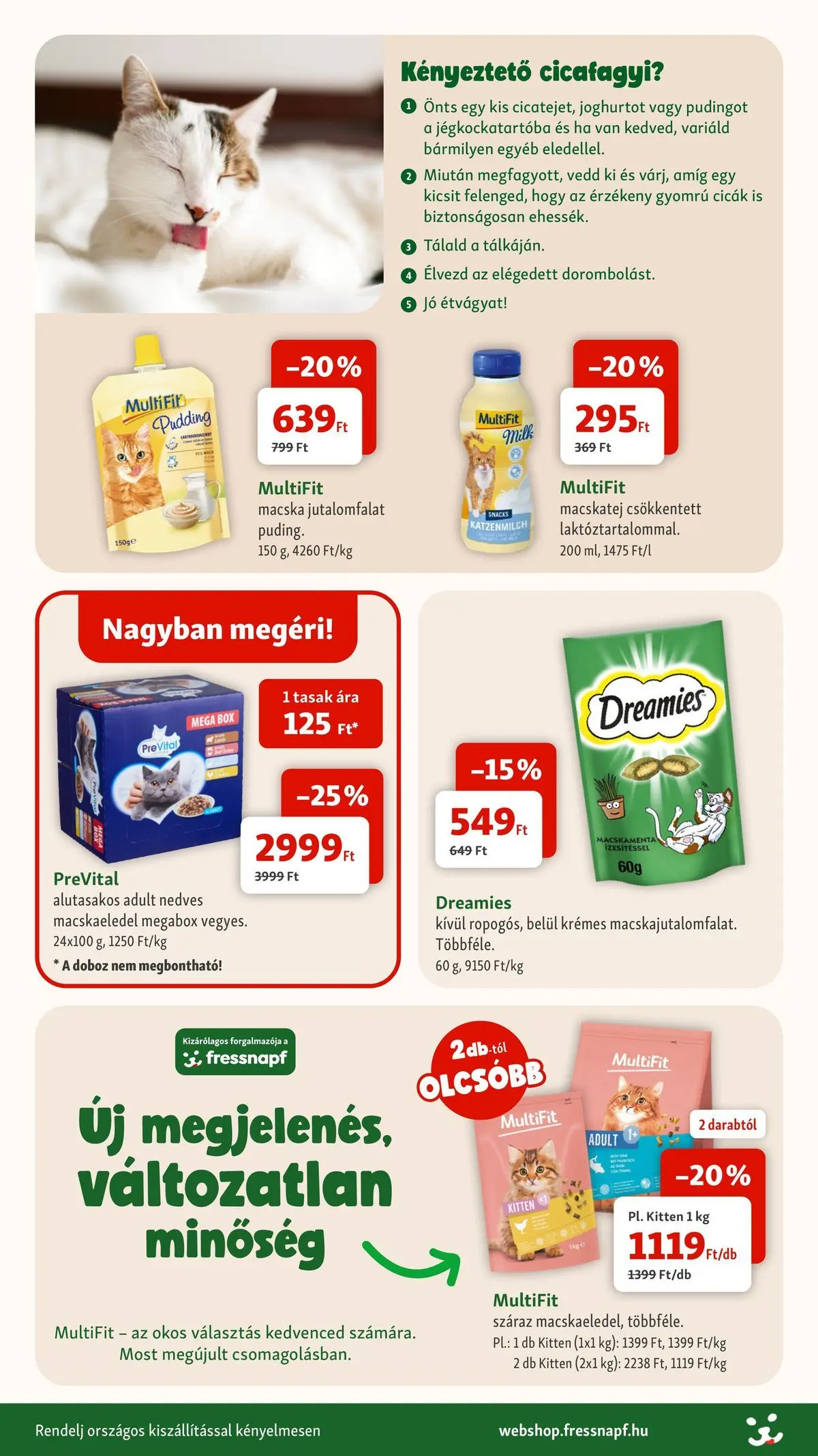Fressnapf - Fressnapf újság érvényessége 2026.06.10-ig - 2026.06.03. -tól/töl > akció, lapozható szórólap 🛍️ | Oldal: 8 | Termékek: Macskaeledel, Doboz