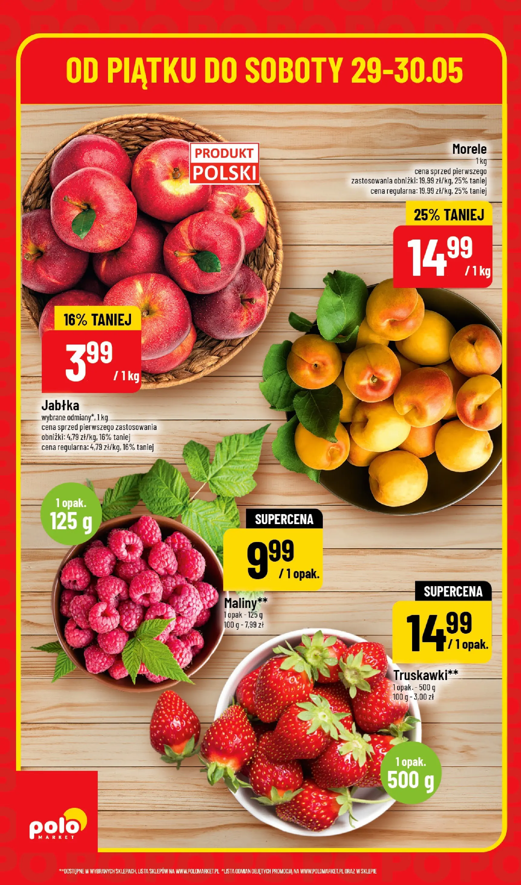 Nowa POLOmarket gazetka od jutra 29.05.2026 | Strona: 2 | Produkty: Maliny, Morele, Jabłka, Truskawki