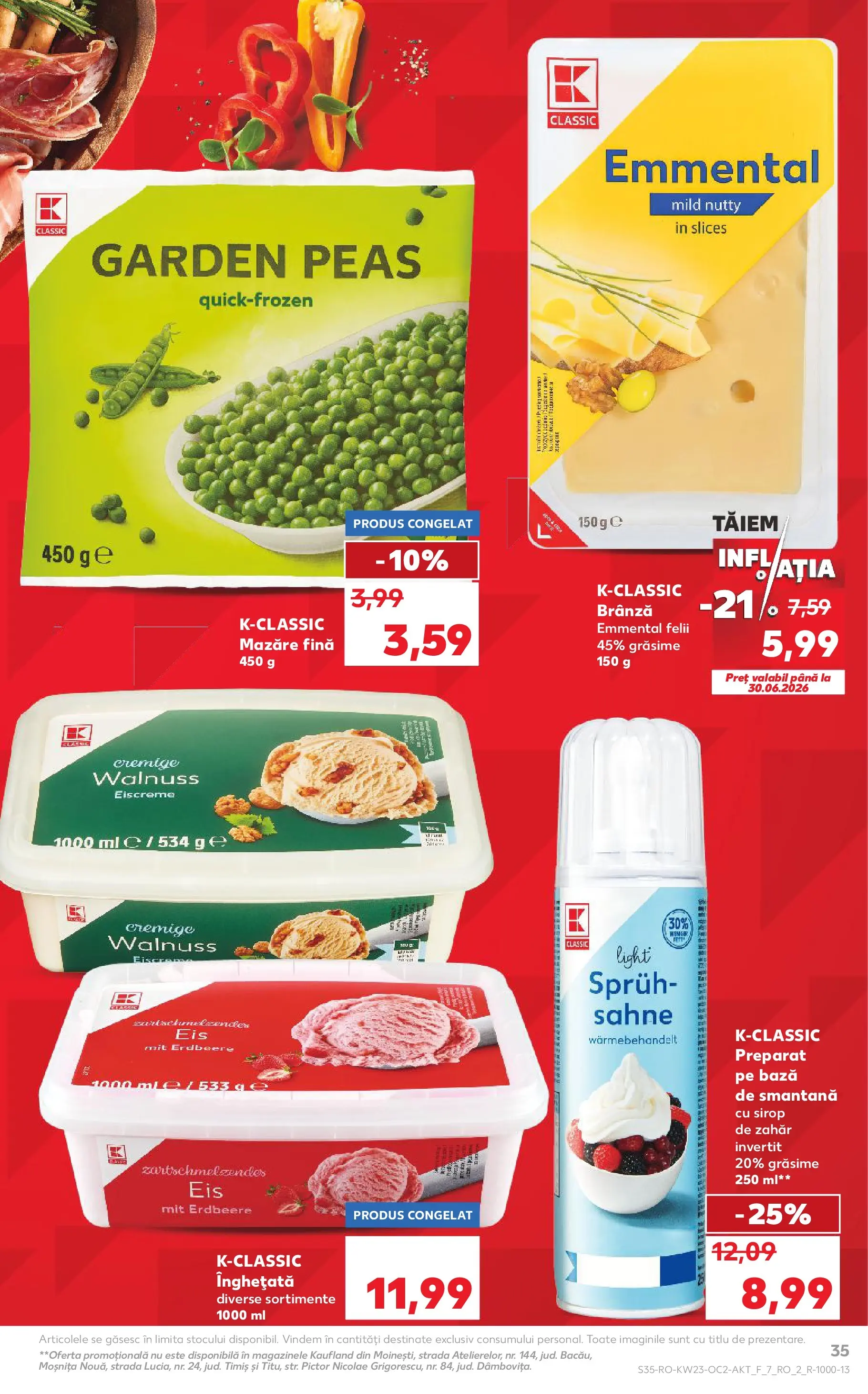 Kaufland Slatina 03.06.2026 - Revista si Oferta | Pagină: 35 | Produse: Mazăre, Smântână, Înghețată, Zahăr