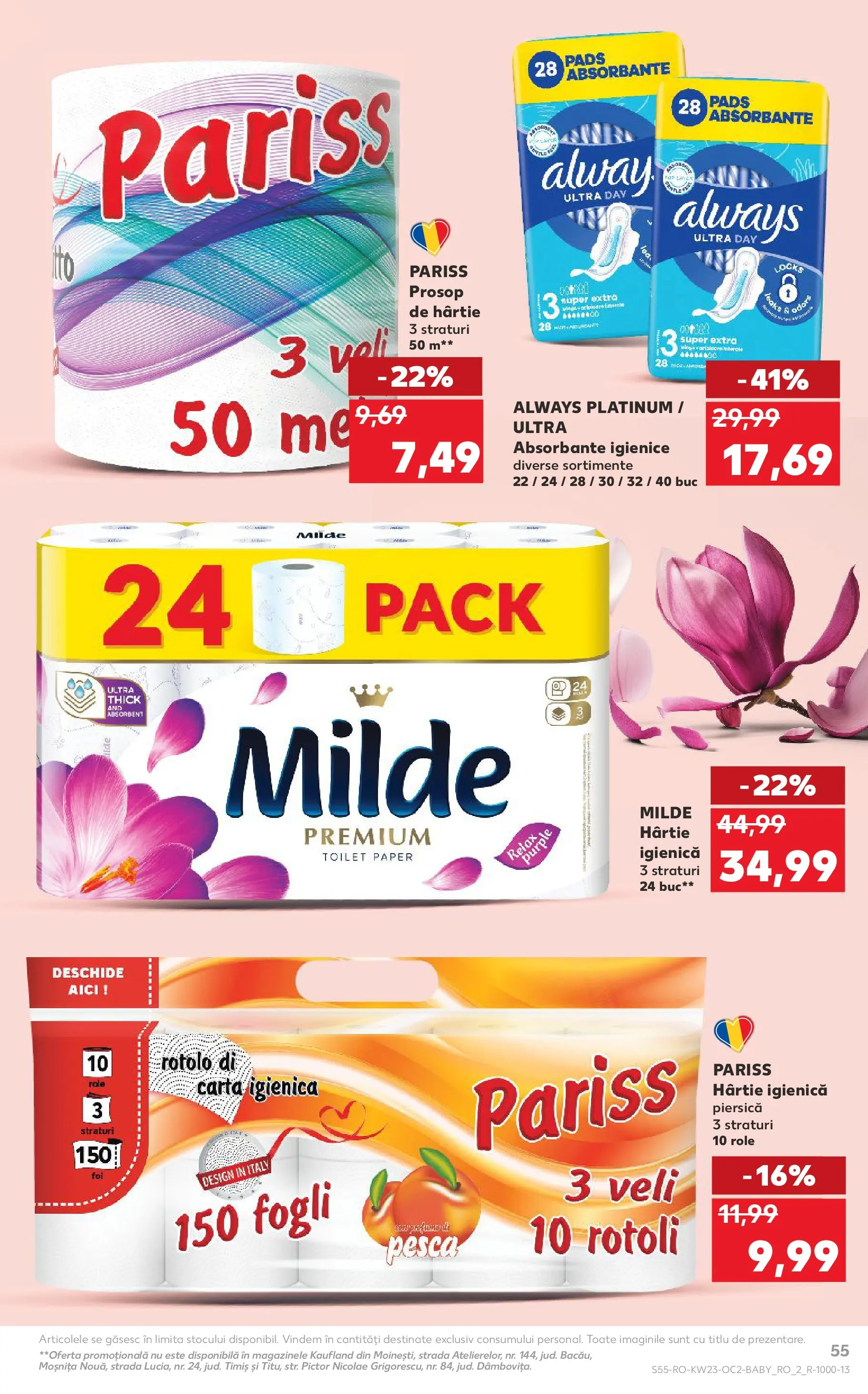 Kaufland Slatina 03.06.2026 - Revista si Oferta | Pagină: 55 | Produse: Piersică, Role, Absorbante