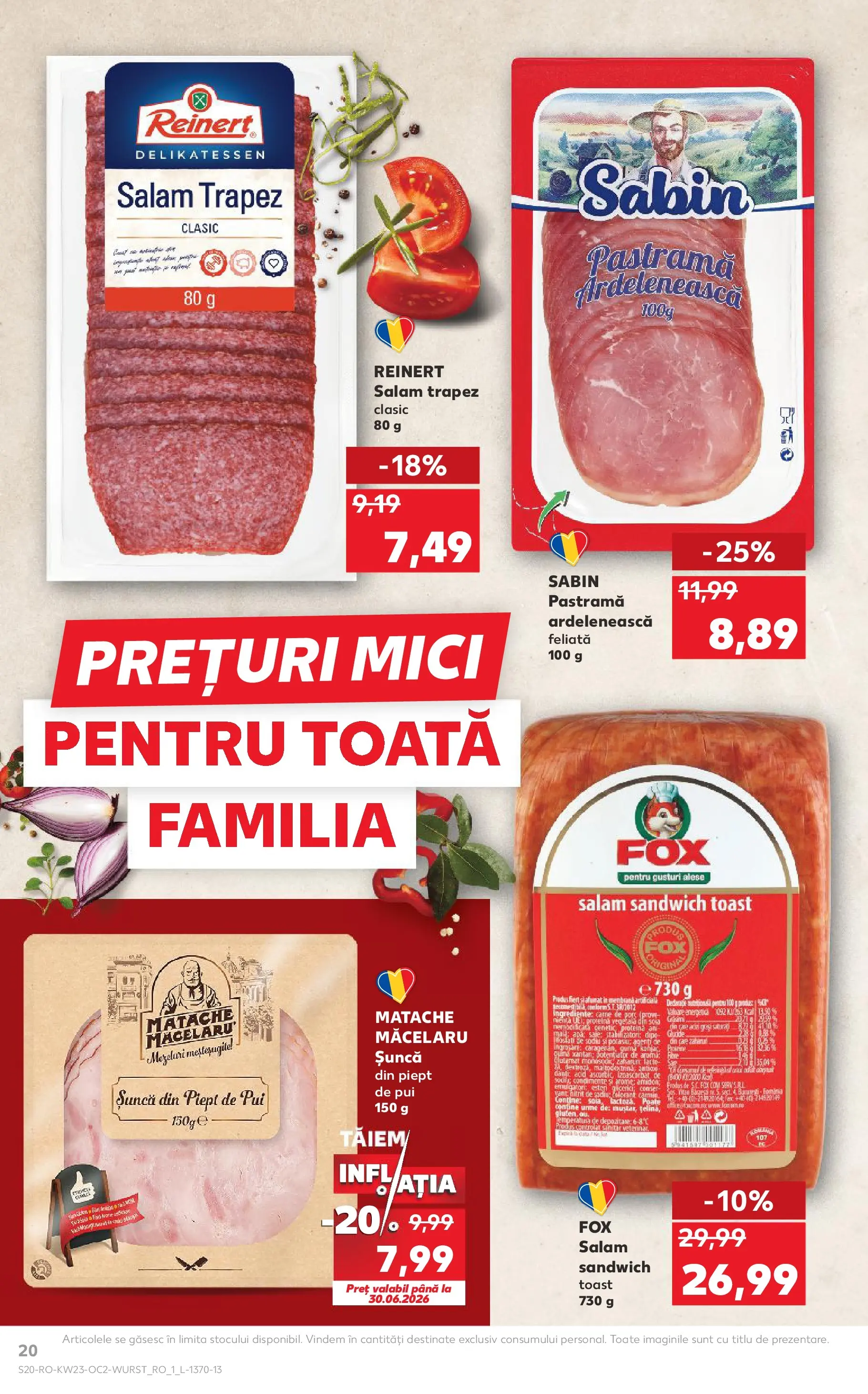 Kaufland Slatina 03.06.2026 - Revista si Oferta | Pagină: 20 | Produse: Hacıyatmaz Kedi Oyuncağı, Salam, Șuncă, Apă