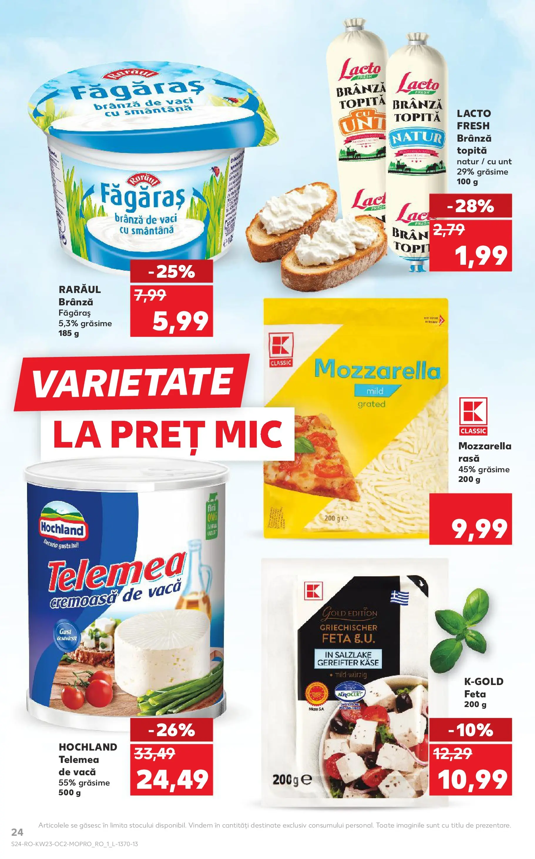 Kaufland Slatina 03.06.2026 - Revista si Oferta | Pagină: 24 | Produse: Mozzarella, Unt, Brânză, Smântână