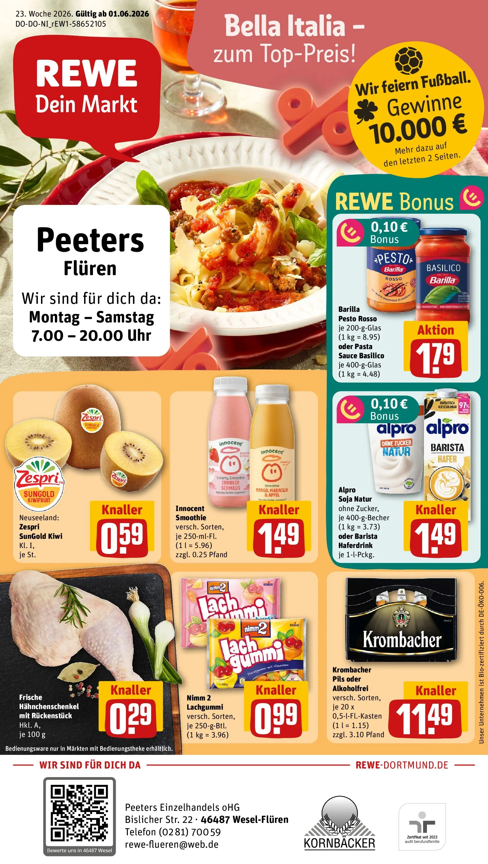 REWE Prospekt ab 01.06.2026 zum Blättern » Angebote | Seite: 1 | Produkte: Haferdrink, Zucker, Pasta, Telefon