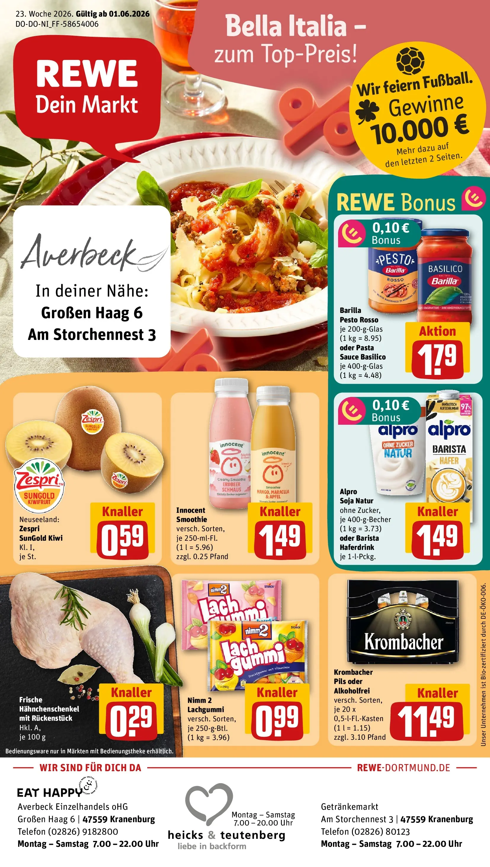 REWE Prospekt ab 01.06.2026 zum Blättern » Angebote | Seite: 1 | Produkte: Pils, Äpfel, Alpro, Zucker