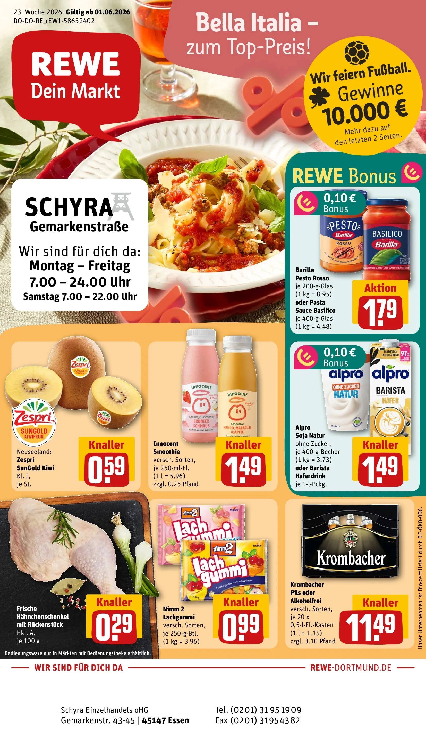 REWE Prospekt ab 01.06.2026 zum Blättern » Angebote | Seite: 1 | Produkte: Barilla, Äpfel, Haferdrink, Zucker