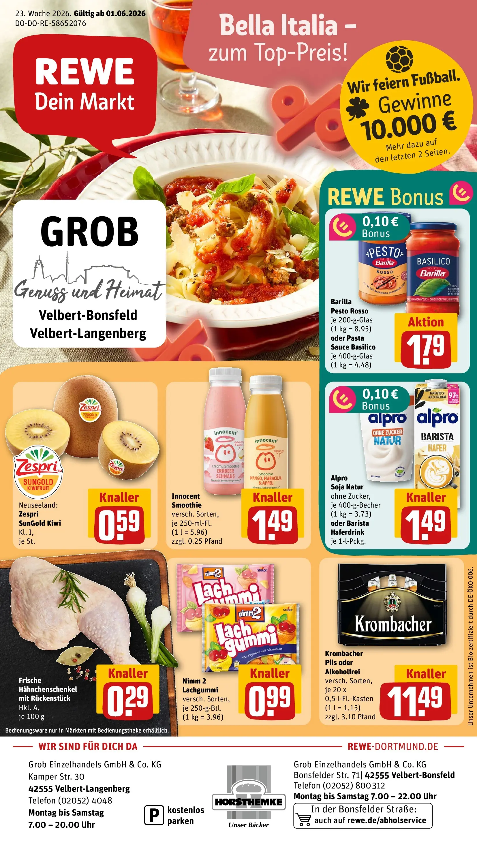 REWE Prospekt ab 01.06.2026 zum Blättern » Angebote | Seite: 1 | Produkte: Barilla, Barilla pesto, Alpro, Zucker