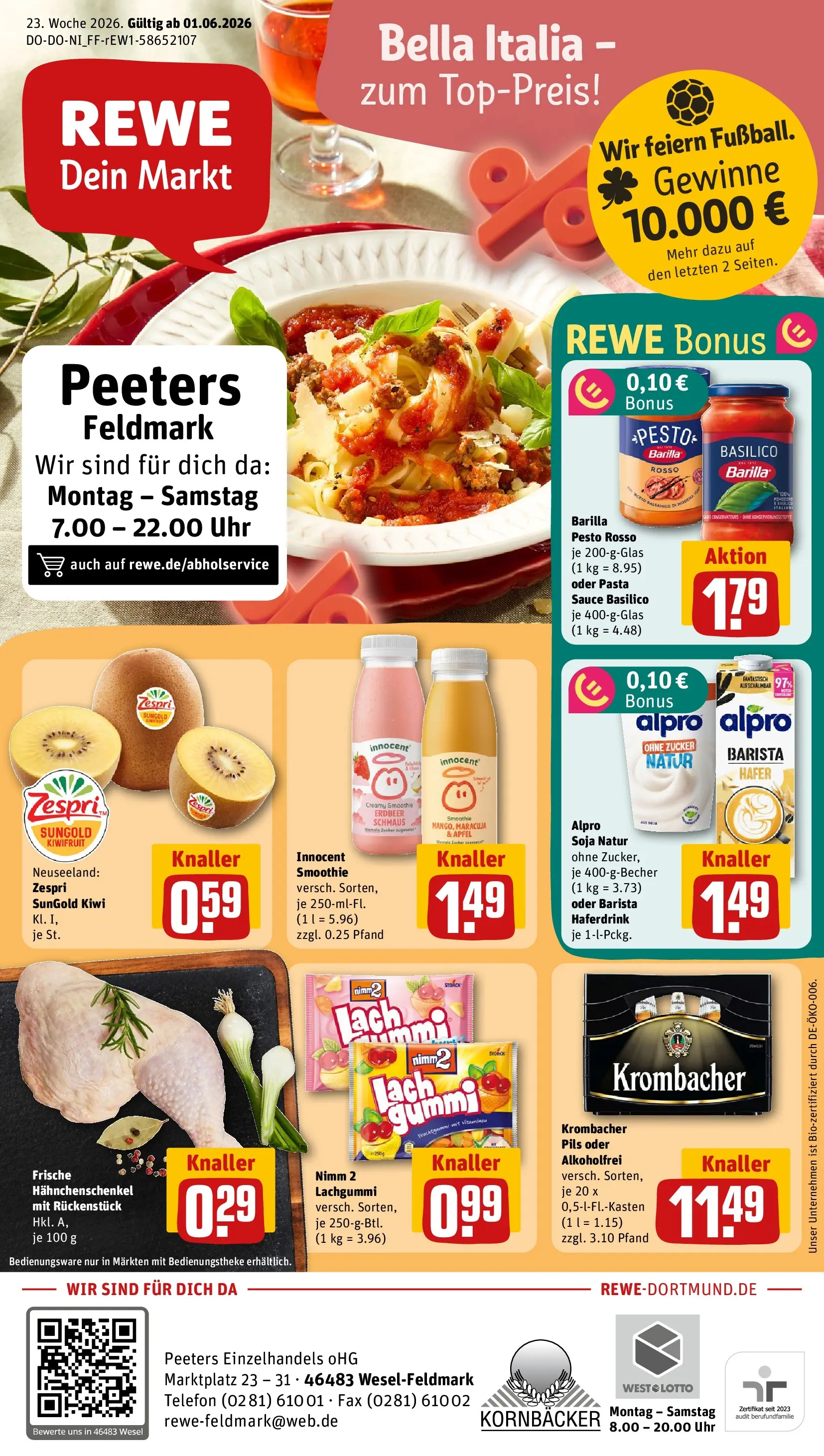 REWE Prospekt ab 01.06.2026 zum Blättern » Angebote | Seite: 1 | Produkte: Barilla pesto, Haferdrink, Pasta, Telefon