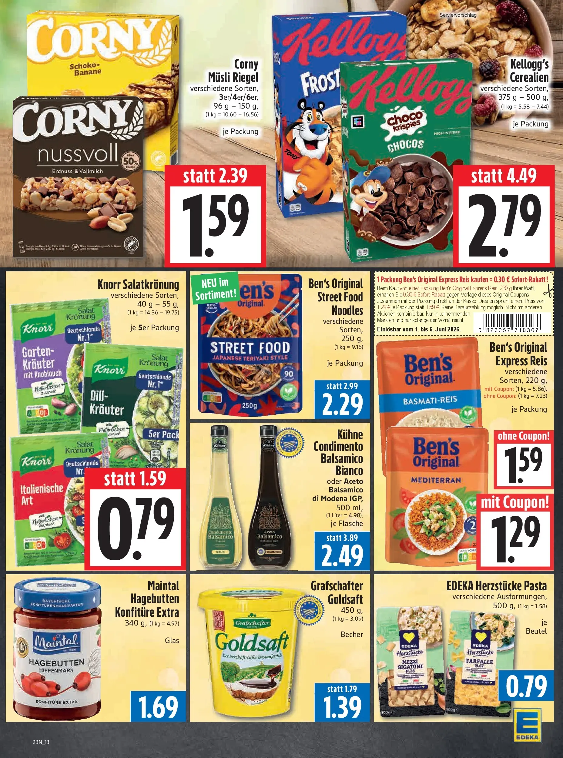 Angebote - Edeka Hahner: Wochenangebote (ab 31.05.2026) zum Blättern | Seite: 15 | Produkte: Kellogg's, Knoblauch, Reis, Salat