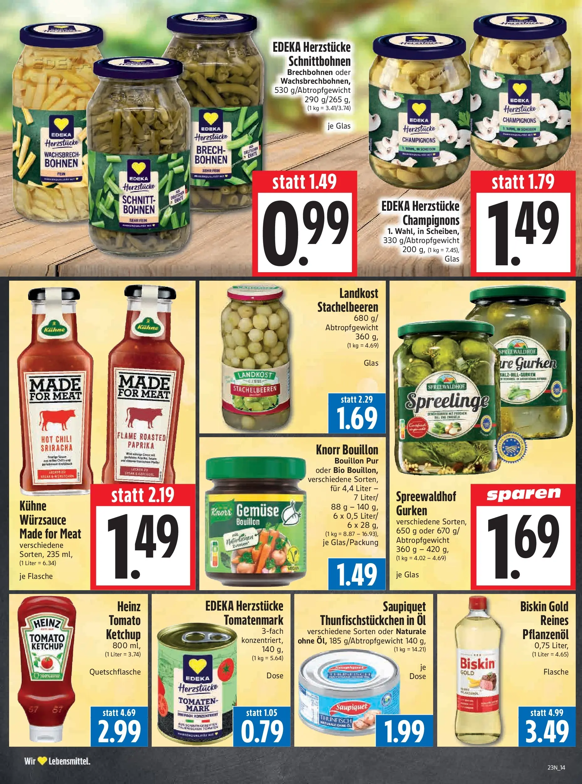Angebote - Edeka Hahner: Wochenangebote (ab 31.05.2026) zum Blättern | Seite: 16 | Produkte: Öl, Champignons, Steak, Ketchup