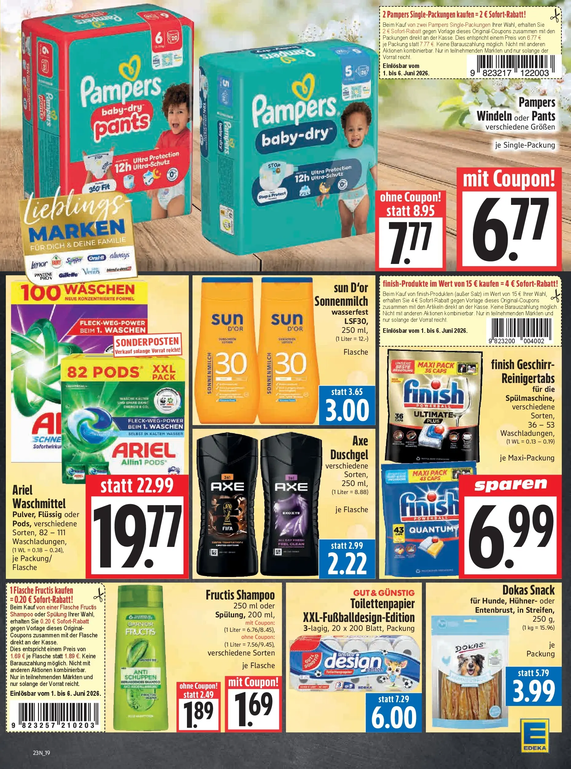 Angebote - Edeka Hahner: Wochenangebote (ab 31.05.2026) zum Blättern | Seite: 21 | Produkte: Pampers, Finish, Spülung, Toilettenpapier