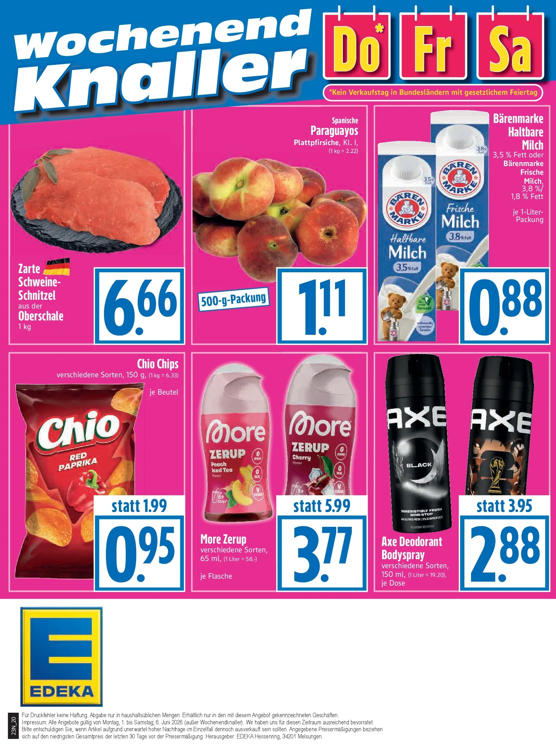 Angebote - Edeka Hahner: Wochenangebote (ab 31.05.2026) zum Blättern | Seite: 22 | Produkte: Milch, Deodorant, Paprika, Chips
