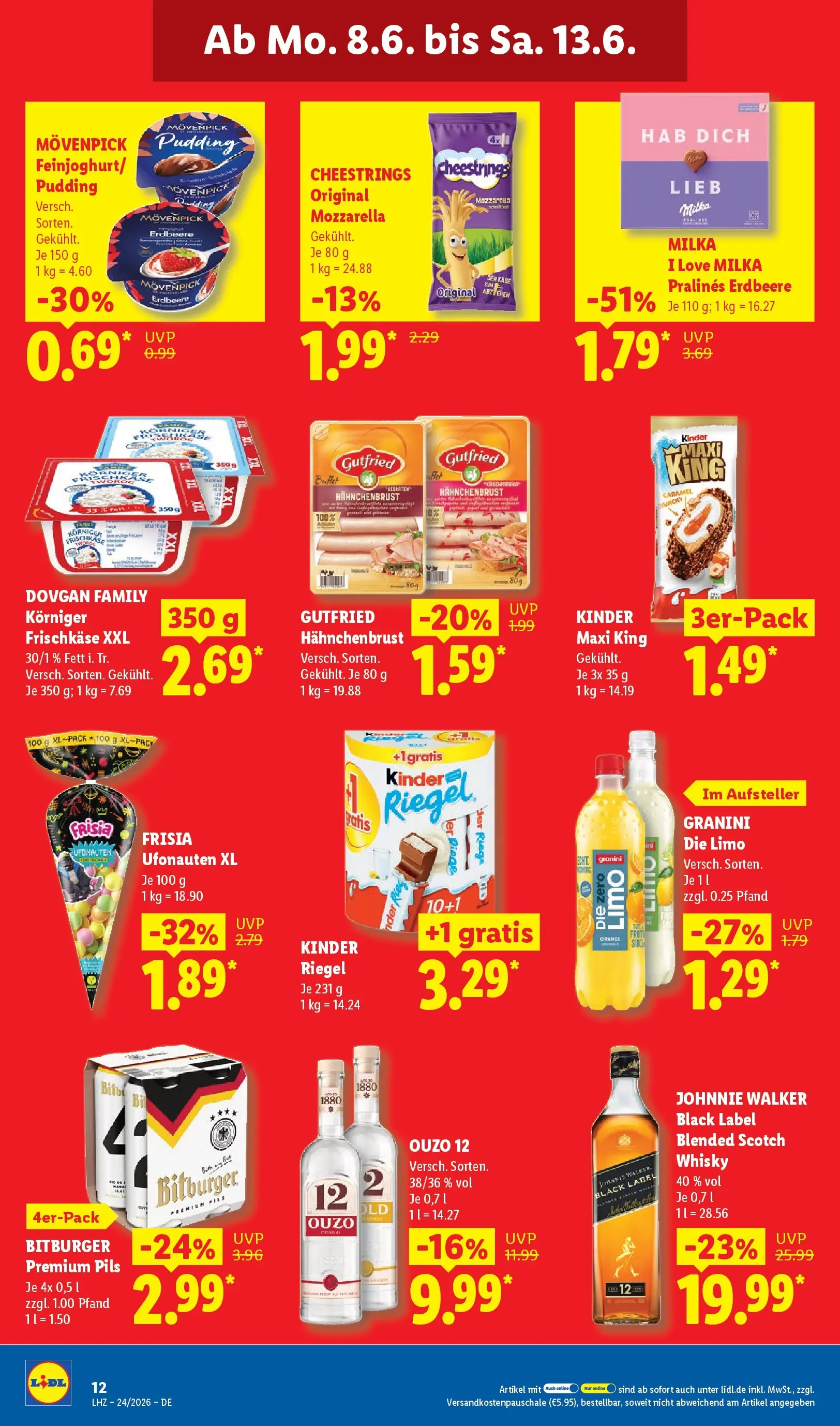 Lidl Prospekt Weikersheim (ab 07.06.2026) » Angebote online | Seite: 16 | Produkte: Ouzo, Kinder riegel, Johnnie walker, Hahnchenbrust Lidl Prospekt Weikersheim (ab 07.06.2026) zum Blättern » Angebote | Seite: 16 | Produkte: Ouzo, Kinder riegel, Johnnie walker, Hahnchenbrust